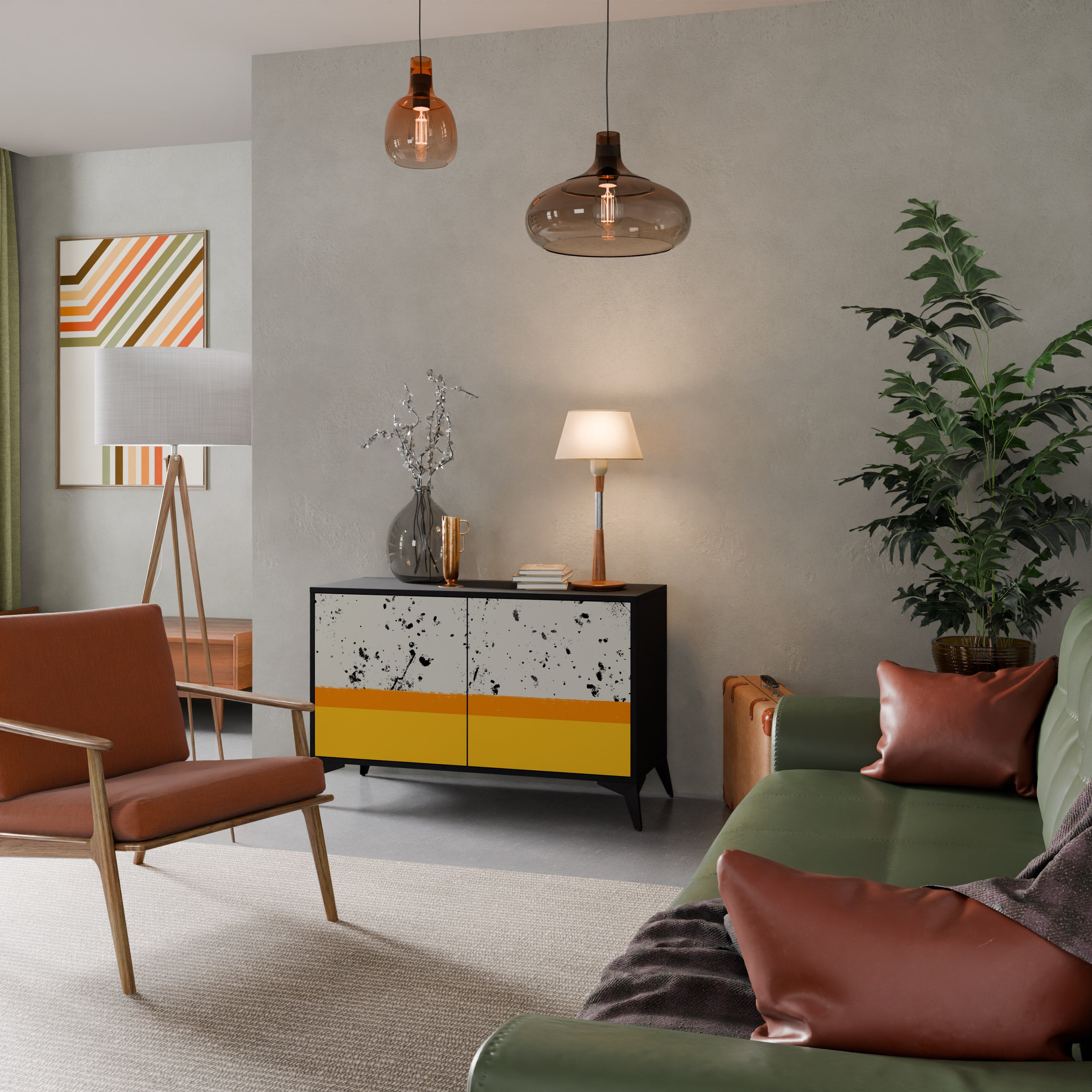 DYED BY ORANGE 2-Door Sideboard in Black Finish