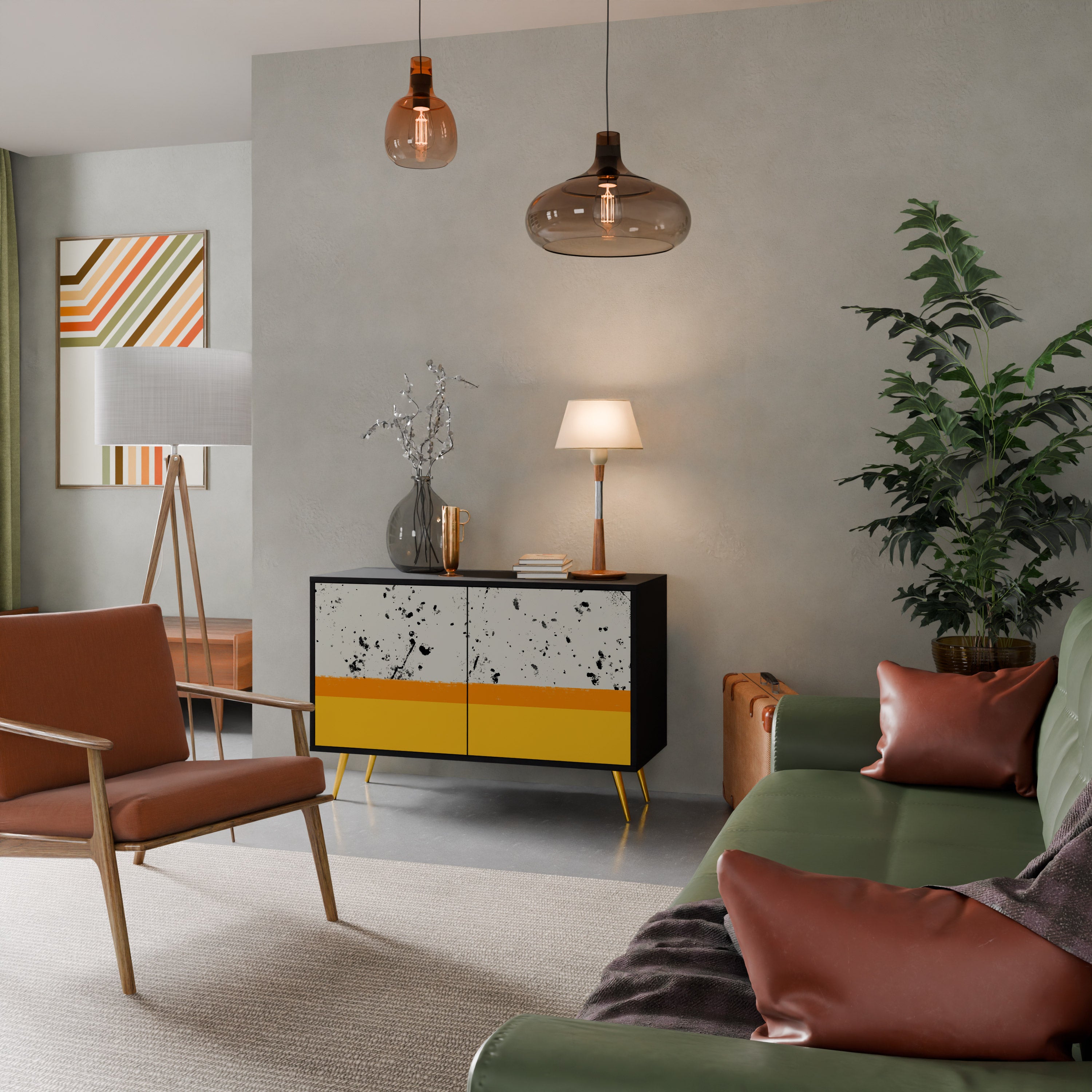 DYED BY ORANGE 2-Door Sideboard in Black Finish