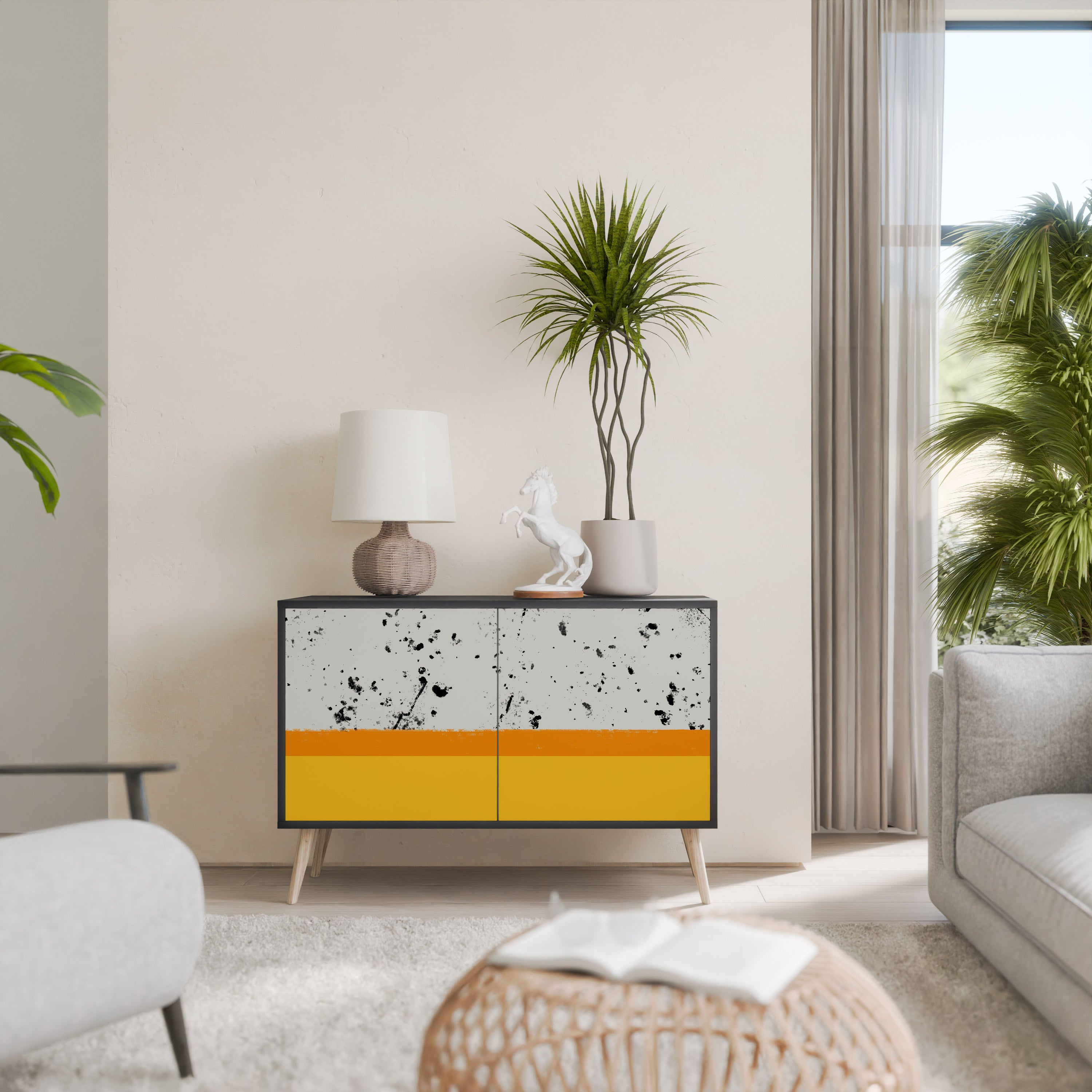 DYED BY ORANGE 2-Door Sideboard in Black Finish