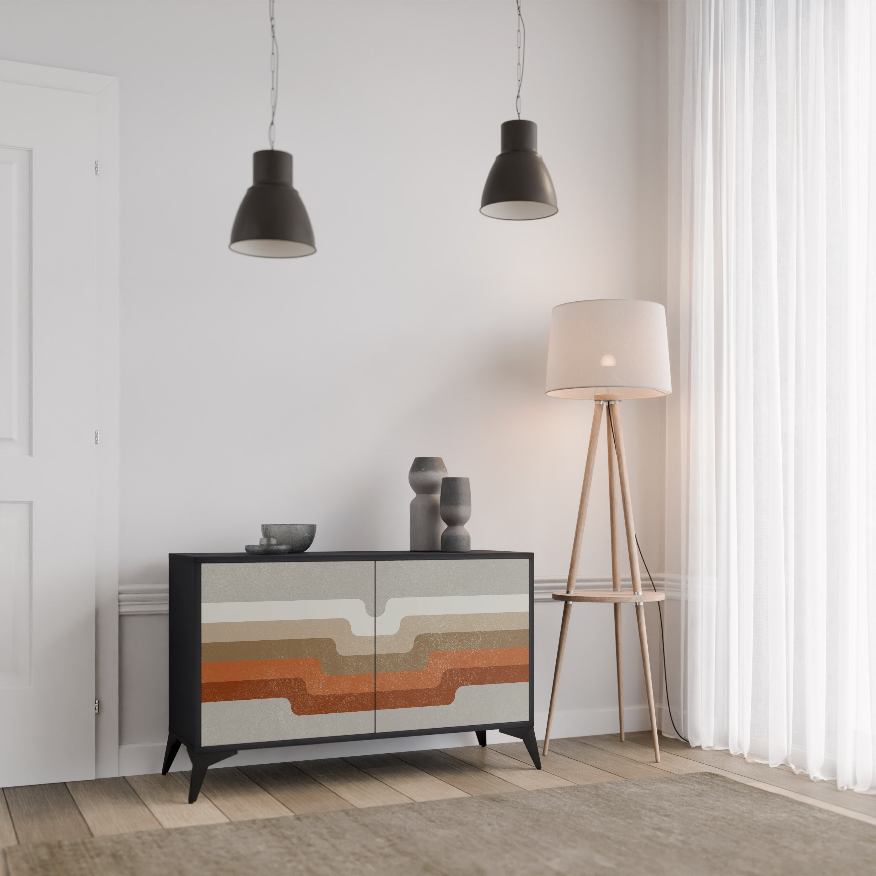 PECULIAR TRAIL 2-Door Sideboard in Black Finish