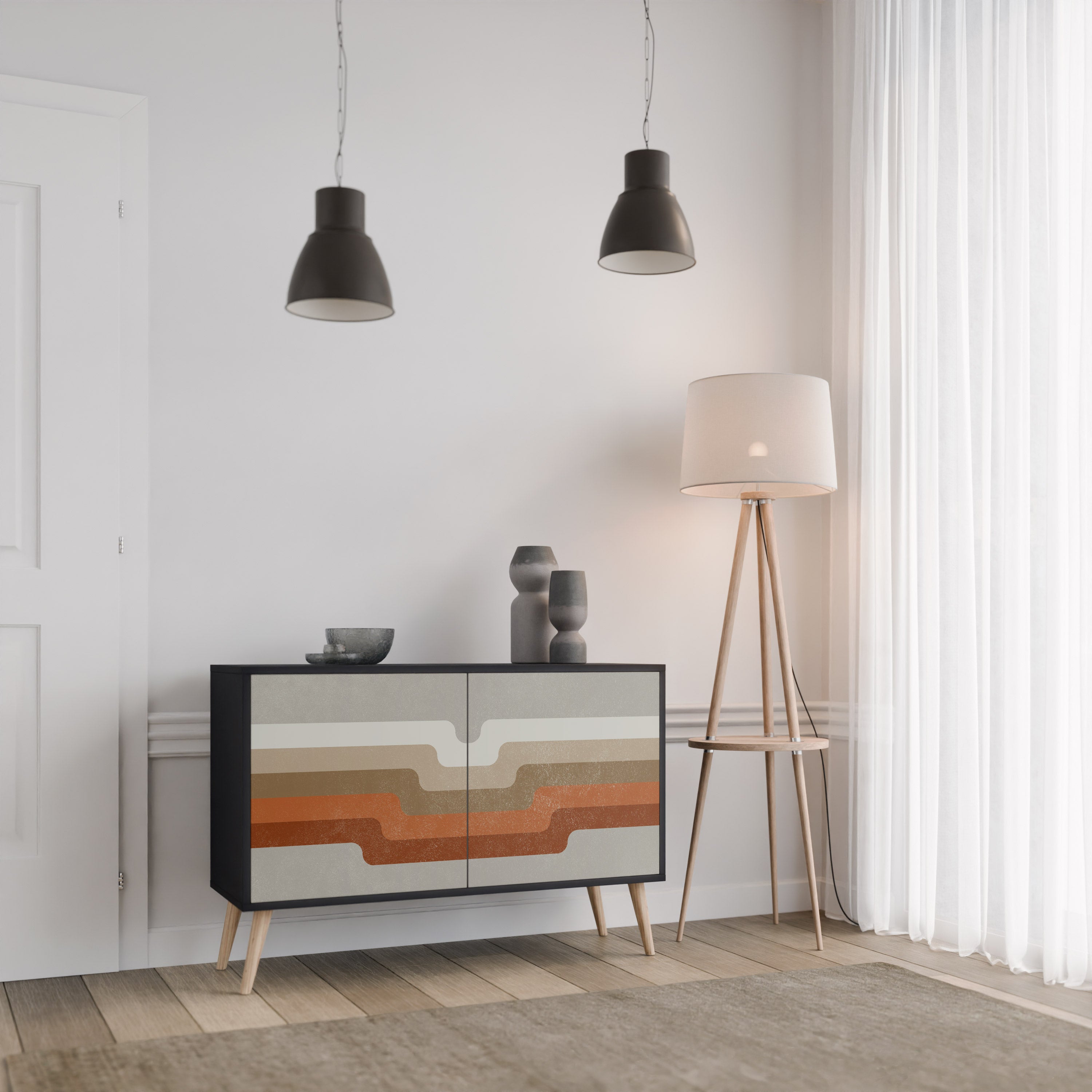 PECULIAR TRAIL 2-Door Sideboard in Black Finish