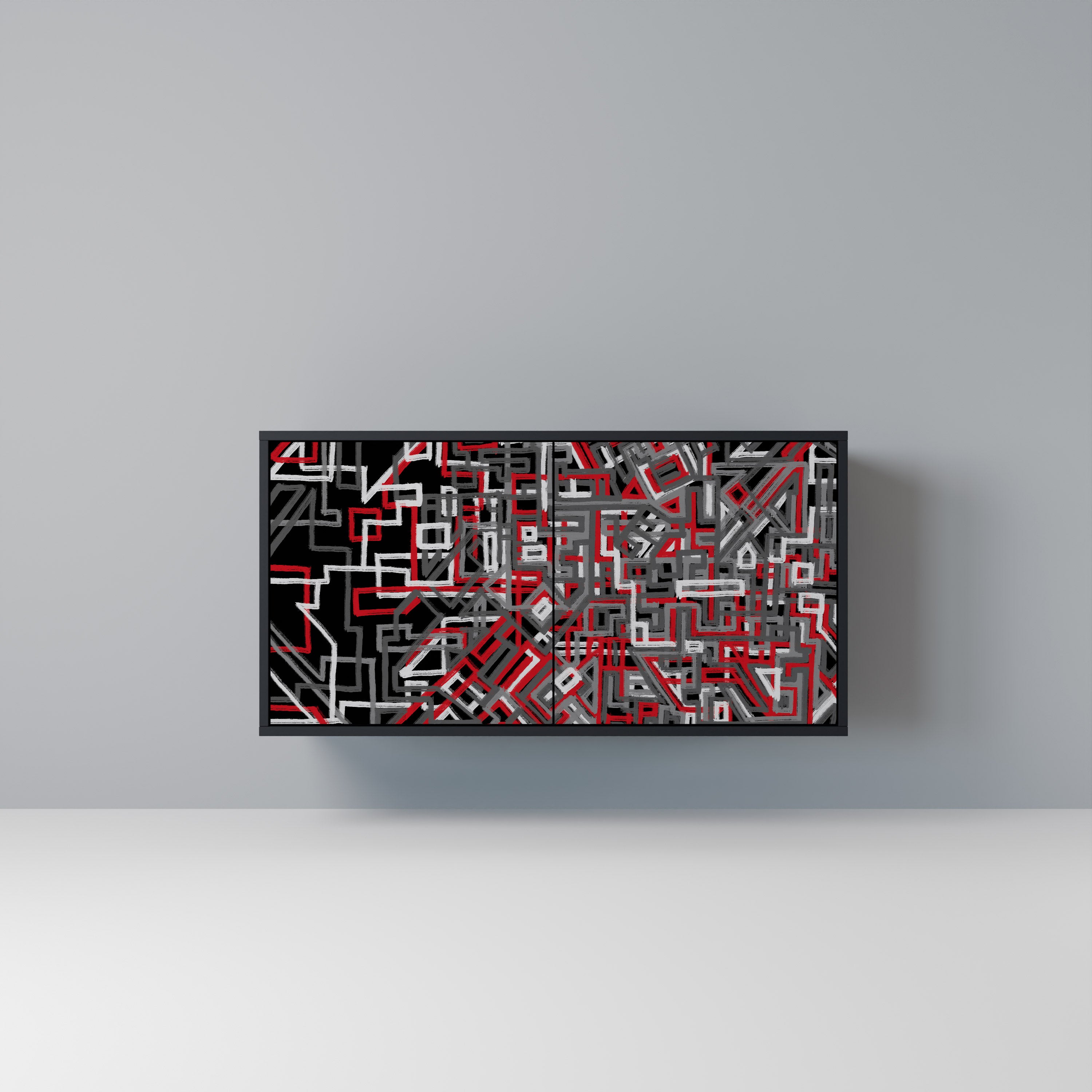 BROKEN LINES 2-Door Sideboard in Black Finish