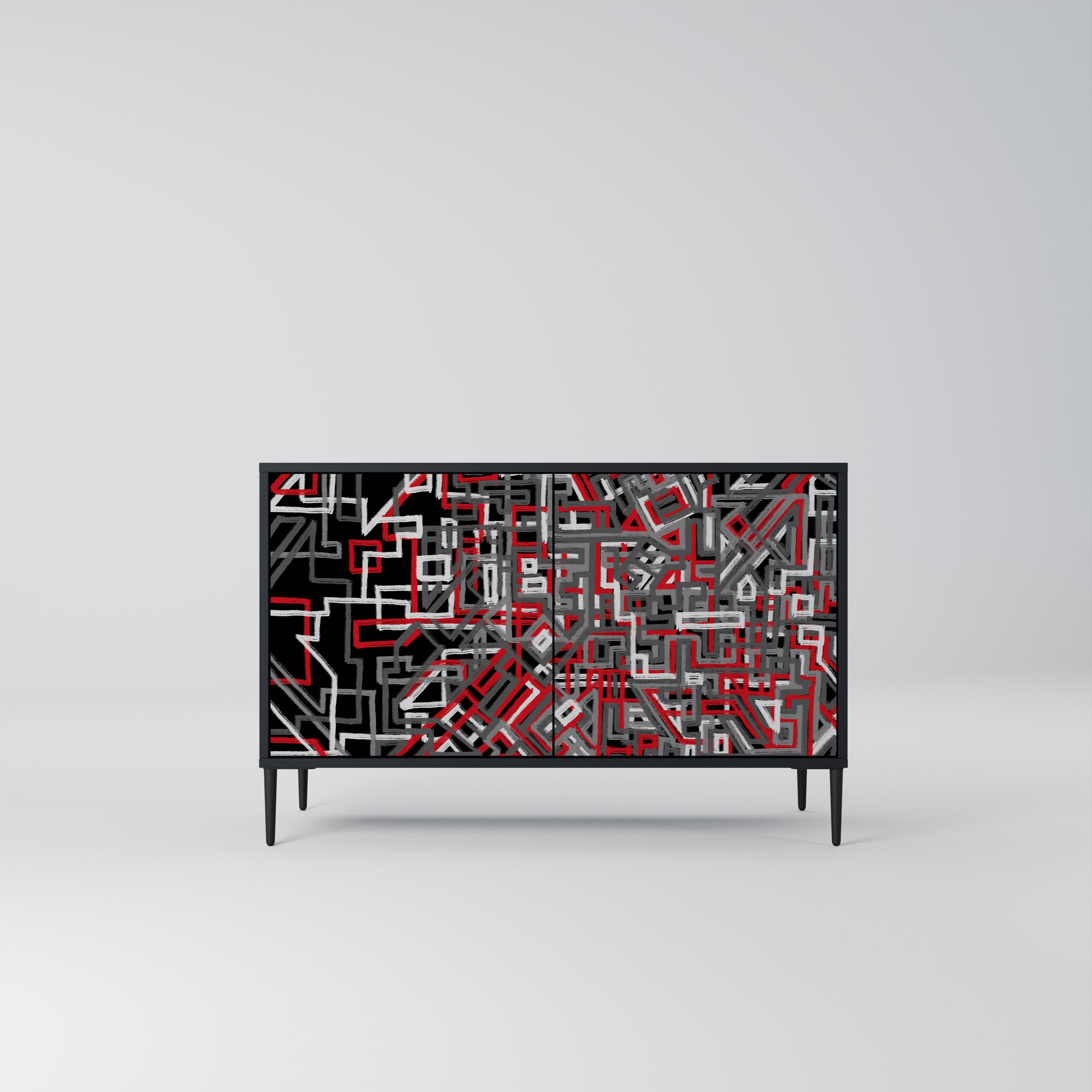 BROKEN LINES 2-Door Sideboard in Black Finish