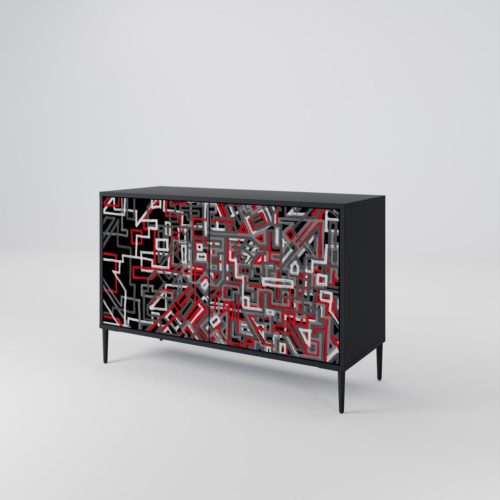 BROKEN LINES 2-Door Sideboard in Black Finish