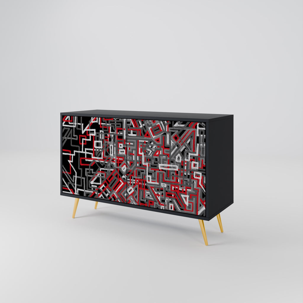 BROKEN LINES 2-Door Sideboard in Black Finish