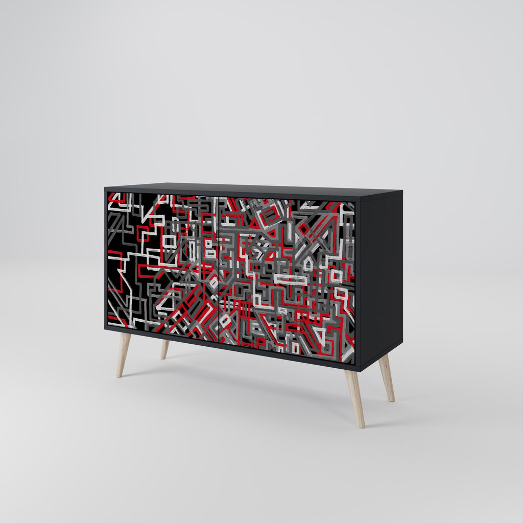 BROKEN LINES 2-Door Sideboard in Black Finish