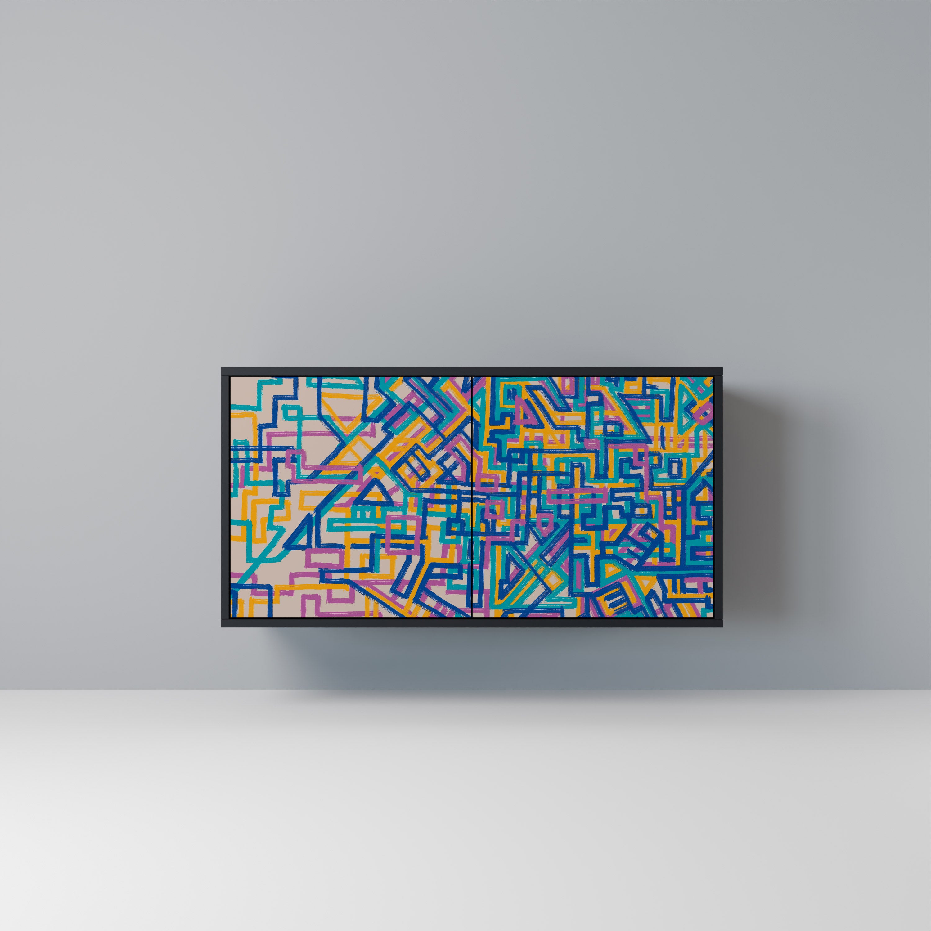 MEMORIES MAP 2-Door Sideboard in Black Finish