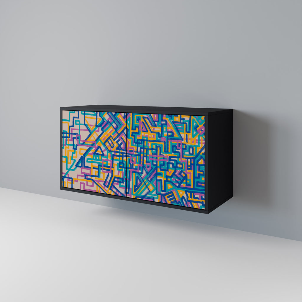 MEMORIES MAP 2-Door Sideboard in Black Finish