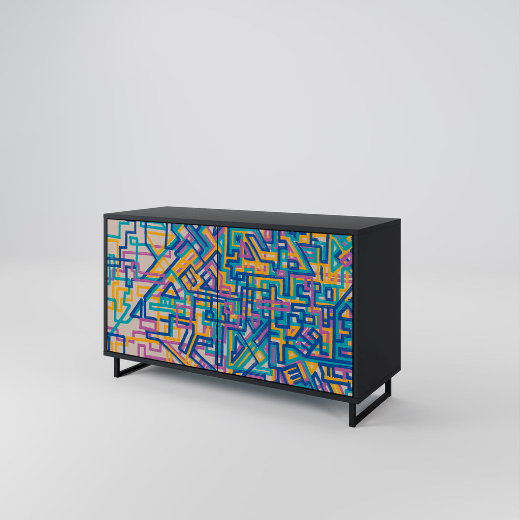MEMORIES MAP 2-Door Sideboard in Black Finish