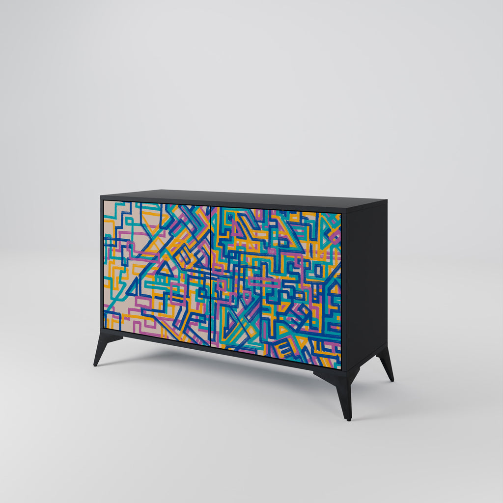 MEMORIES MAP 2-Door Sideboard in Black Finish