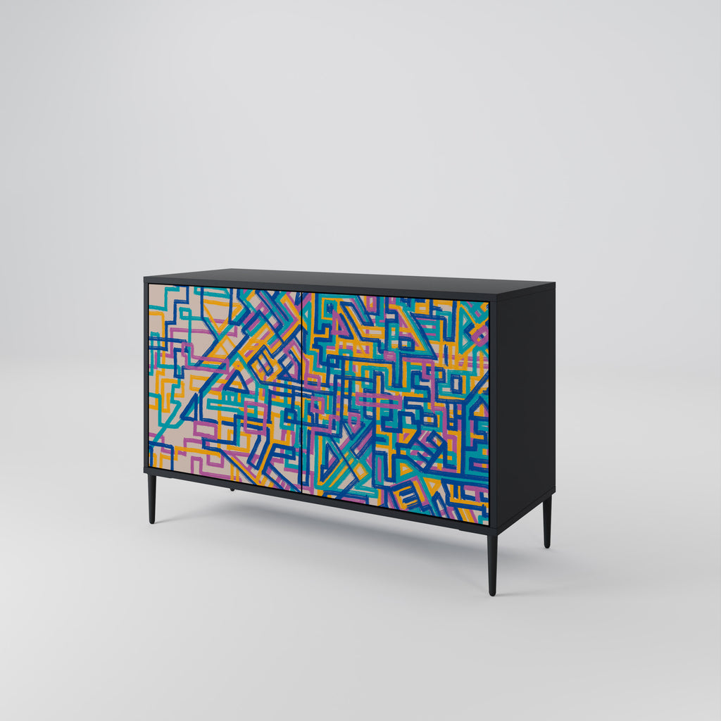 MEMORIES MAP 2-Door Sideboard in Black Finish