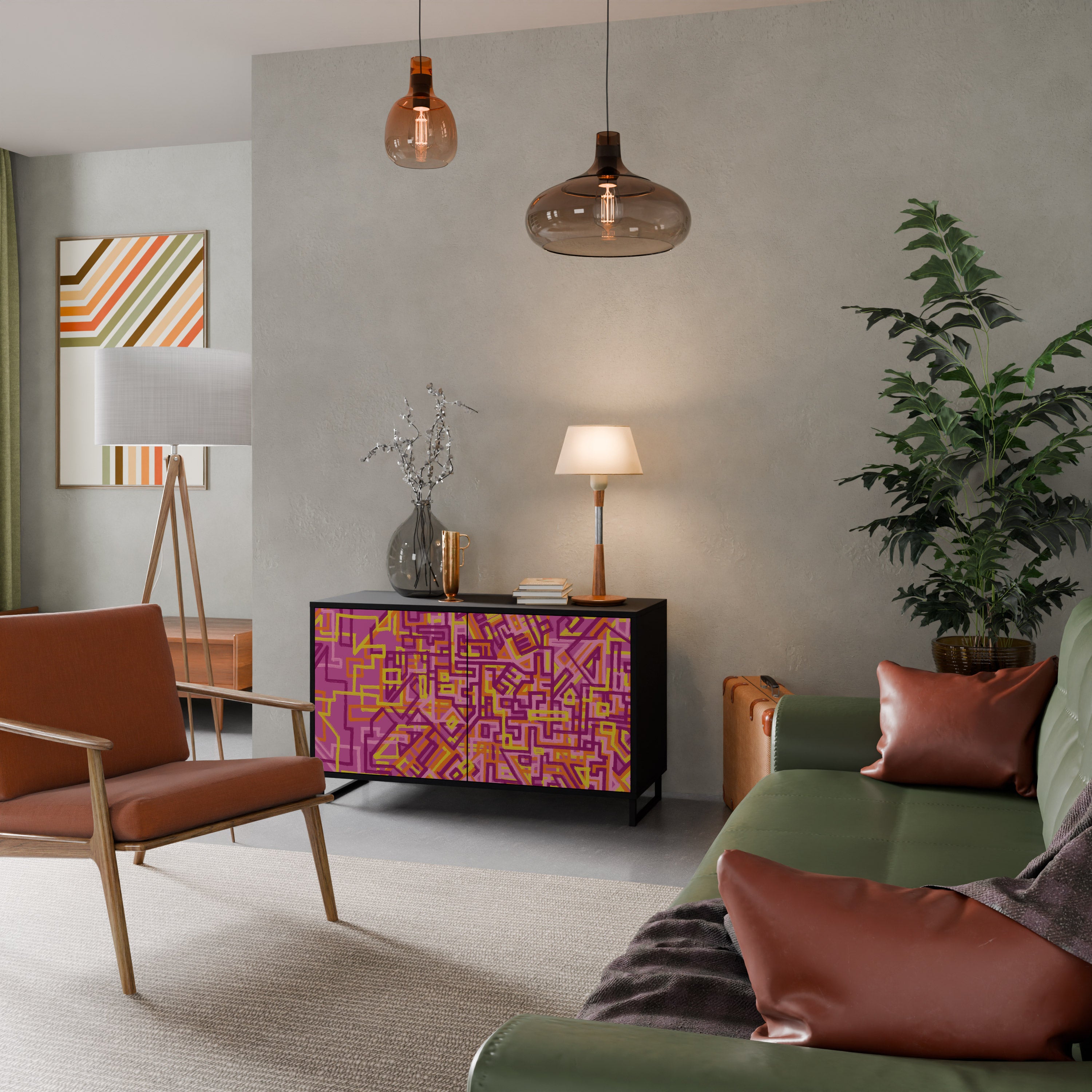 LOVELY MEMORIES 2-Door Sideboard in Black Finish