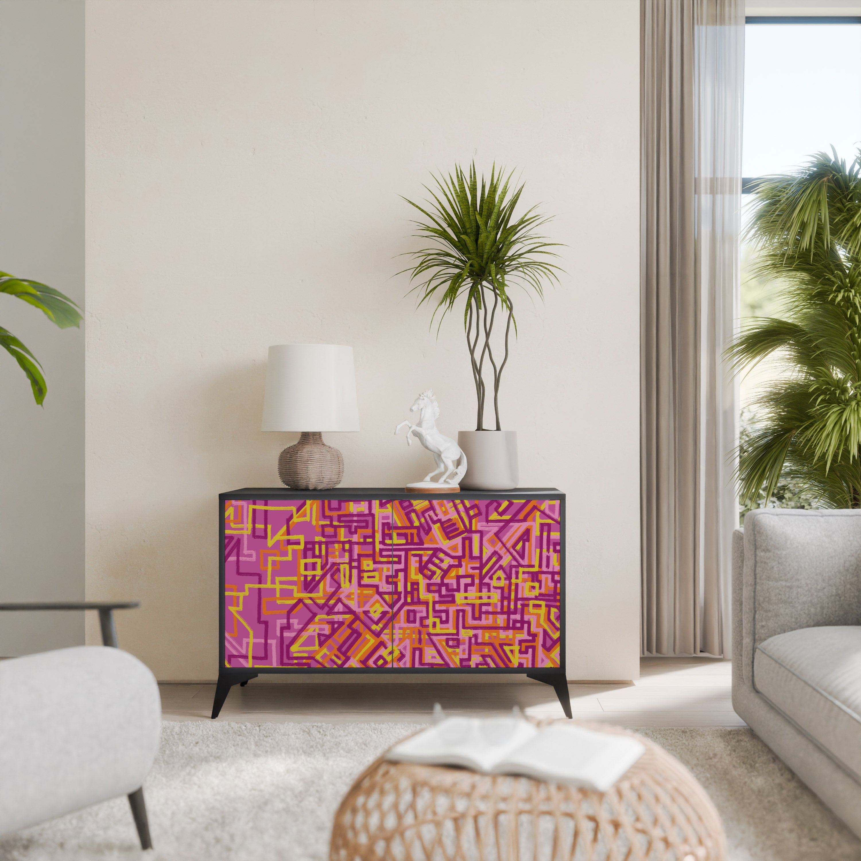 LOVELY MEMORIES 2-Door Sideboard in Black Finish