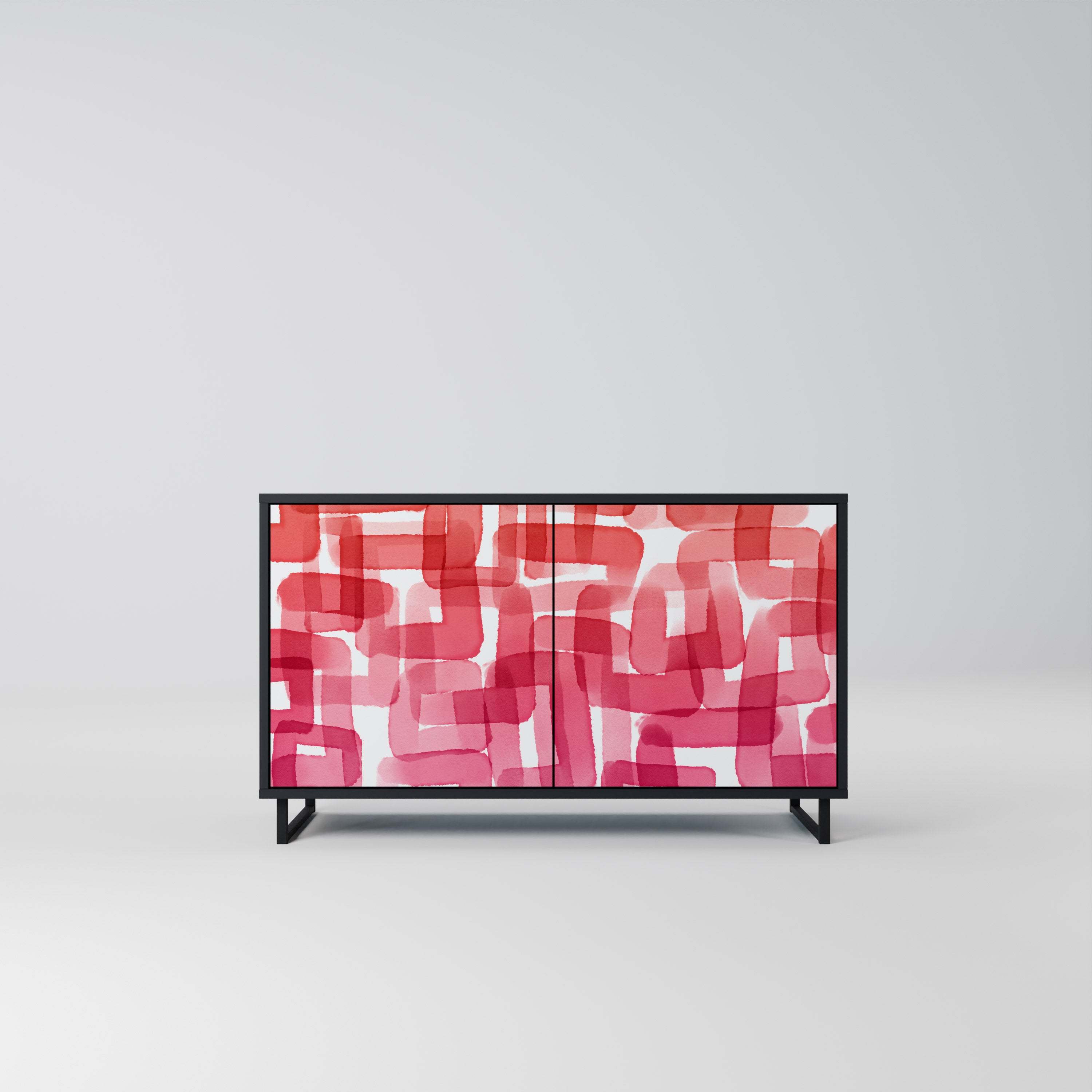 KALEIDOSCOPIC CUBISM 2-Door Sideboard in Black Finish