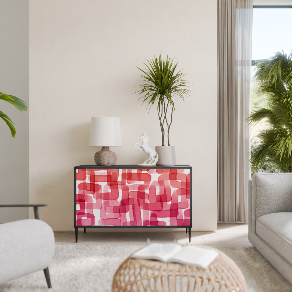 KALEIDOSCOPIC CUBISM 2-Door Sideboard in Black Finish