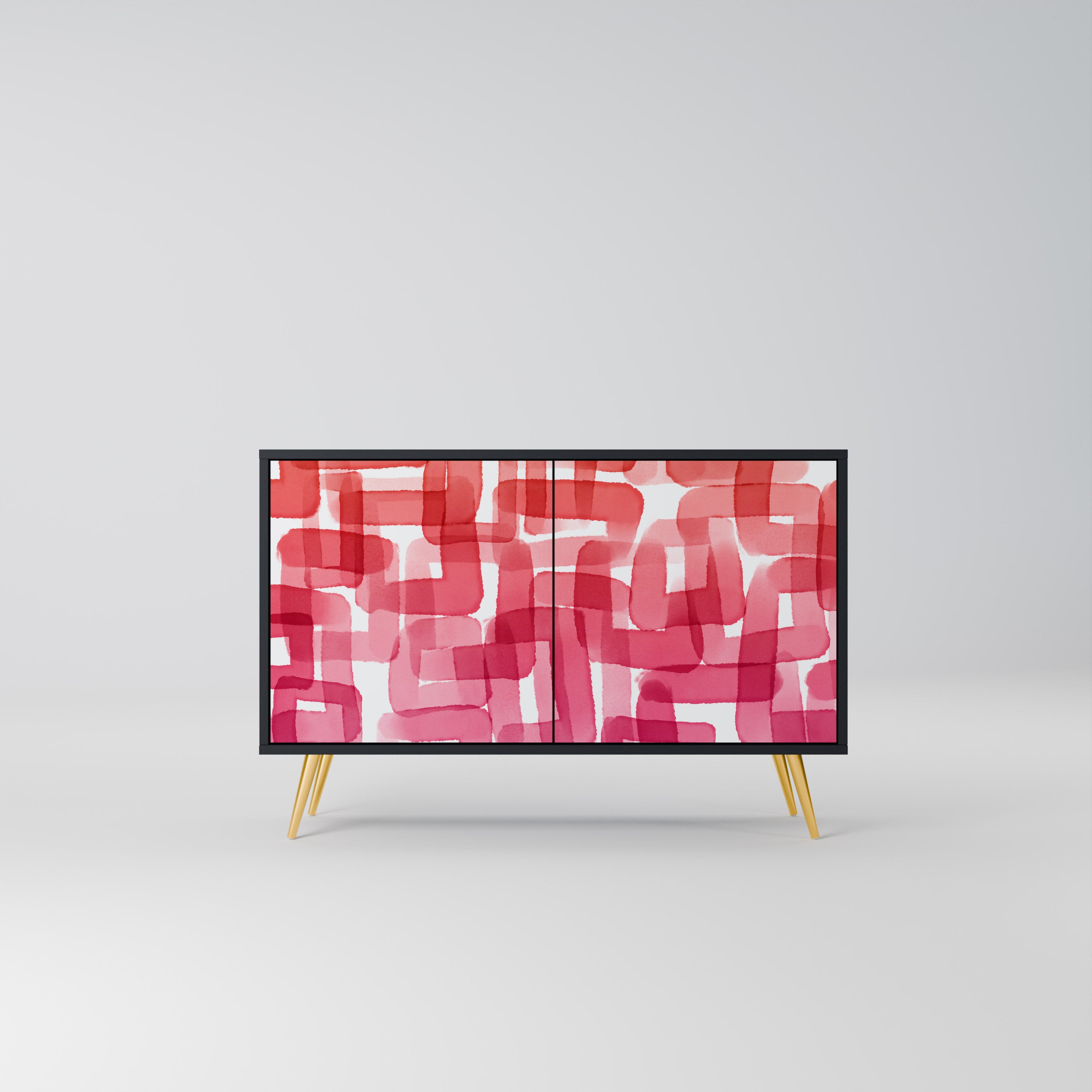 KALEIDOSCOPIC CUBISM 2-Door Sideboard in Black Finish