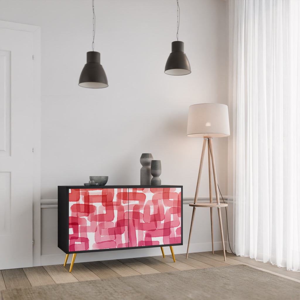 KALEIDOSCOPIC CUBISM 2-Door Sideboard in Black Finish