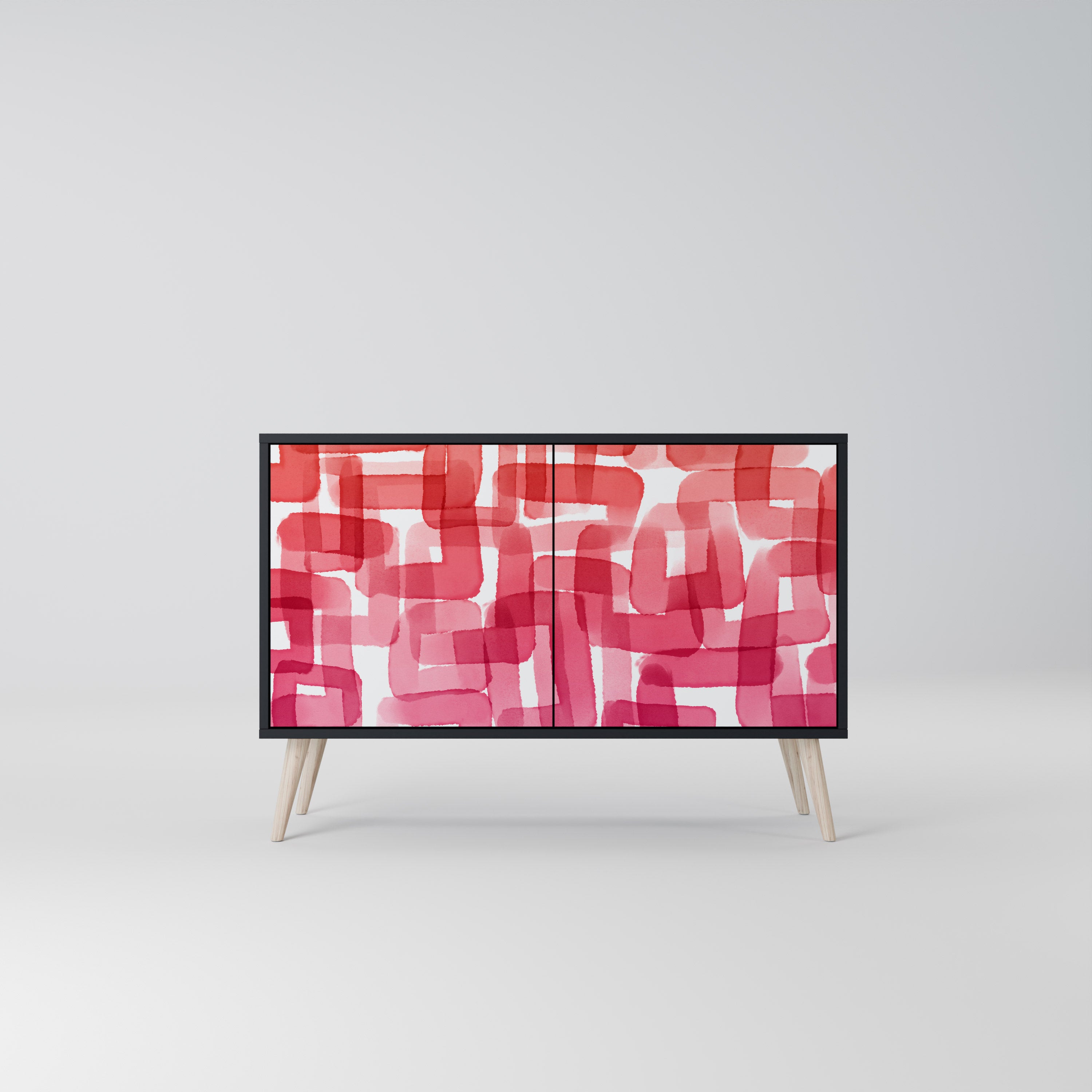 KALEIDOSCOPIC CUBISM 2-Door Sideboard in Black Finish