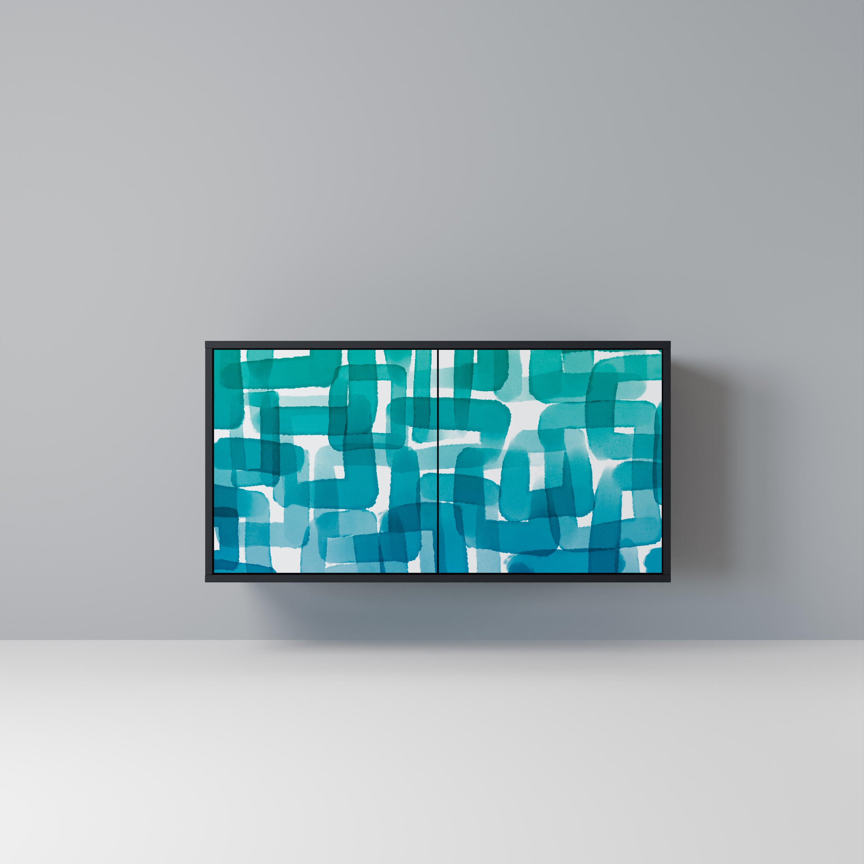 TURQUOISE RECTANGLES 2-Door Sideboard in Black Finish