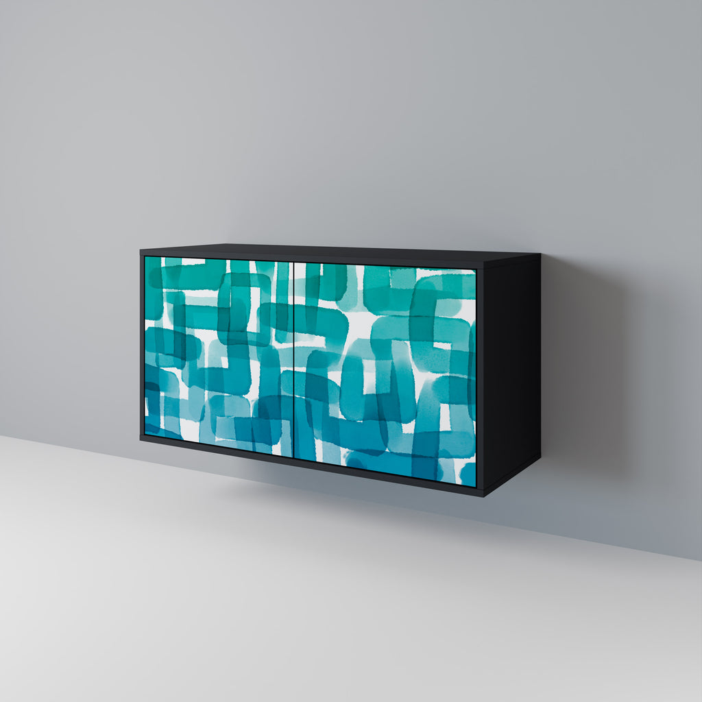 TURQUOISE RECTANGLES 2-Door Sideboard in Black Finish