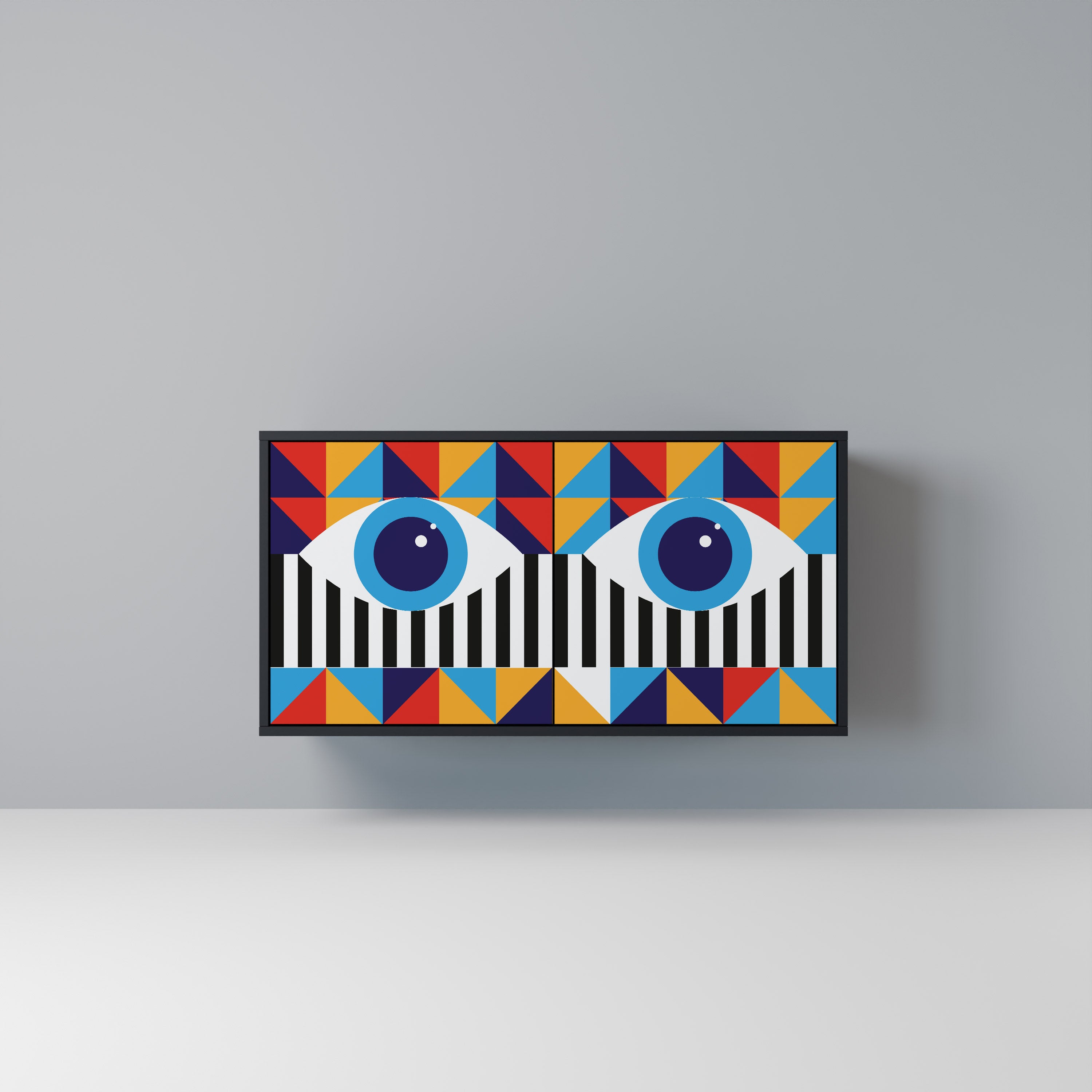 ABSTRACCIÓN Y GEOMETRÍA Aparador de 2 puertas en acabado negro