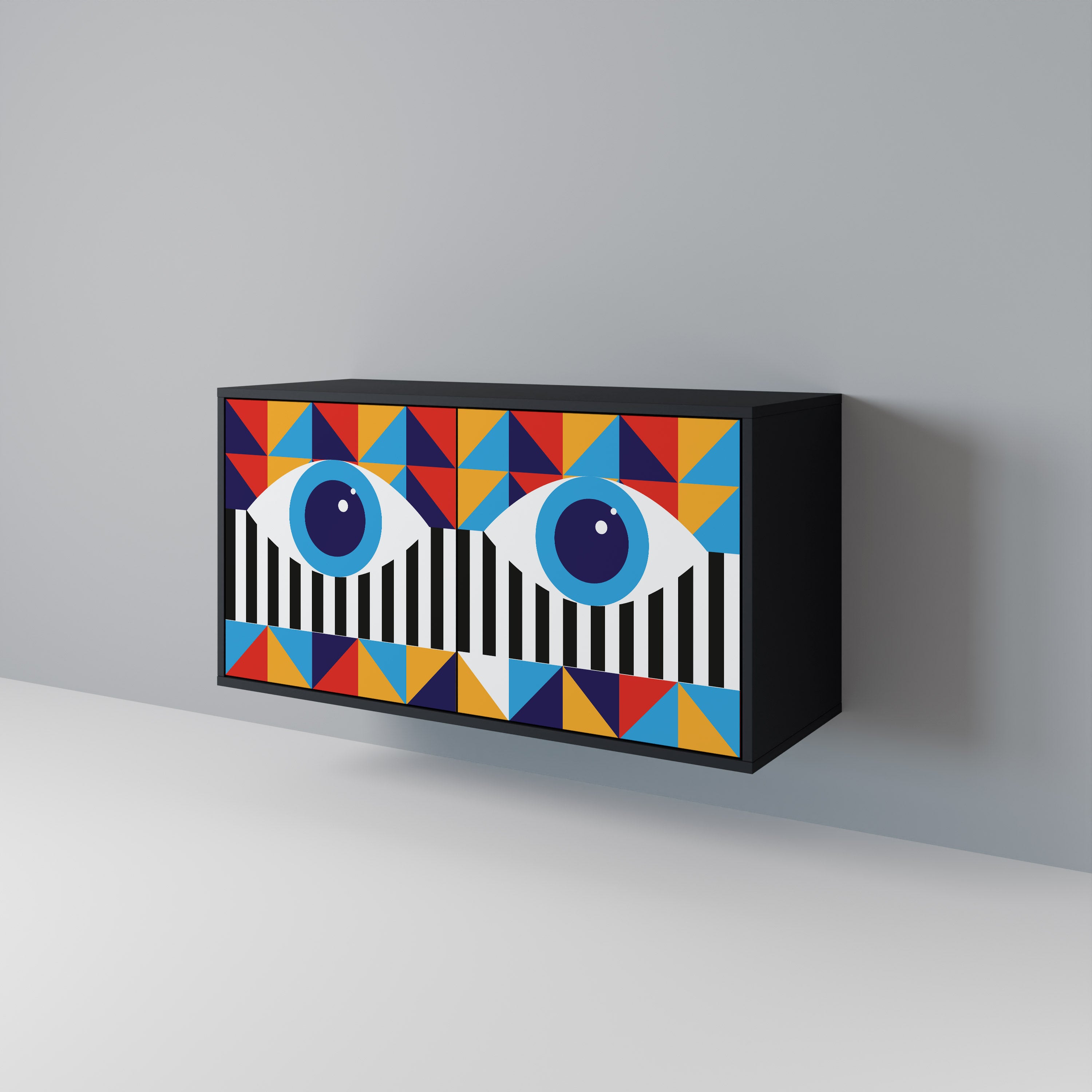 ABSTRACCIÓN Y GEOMETRÍA Aparador de 2 puertas en acabado negro