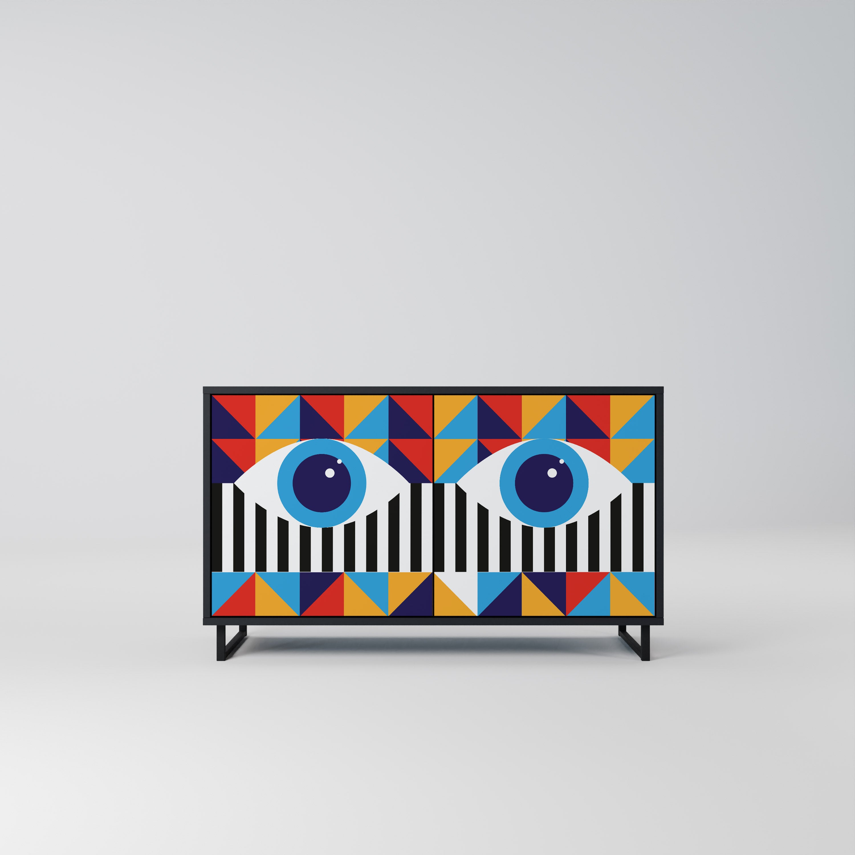 ABSTRACCIÓN Y GEOMETRÍA Aparador de 2 puertas en acabado negro