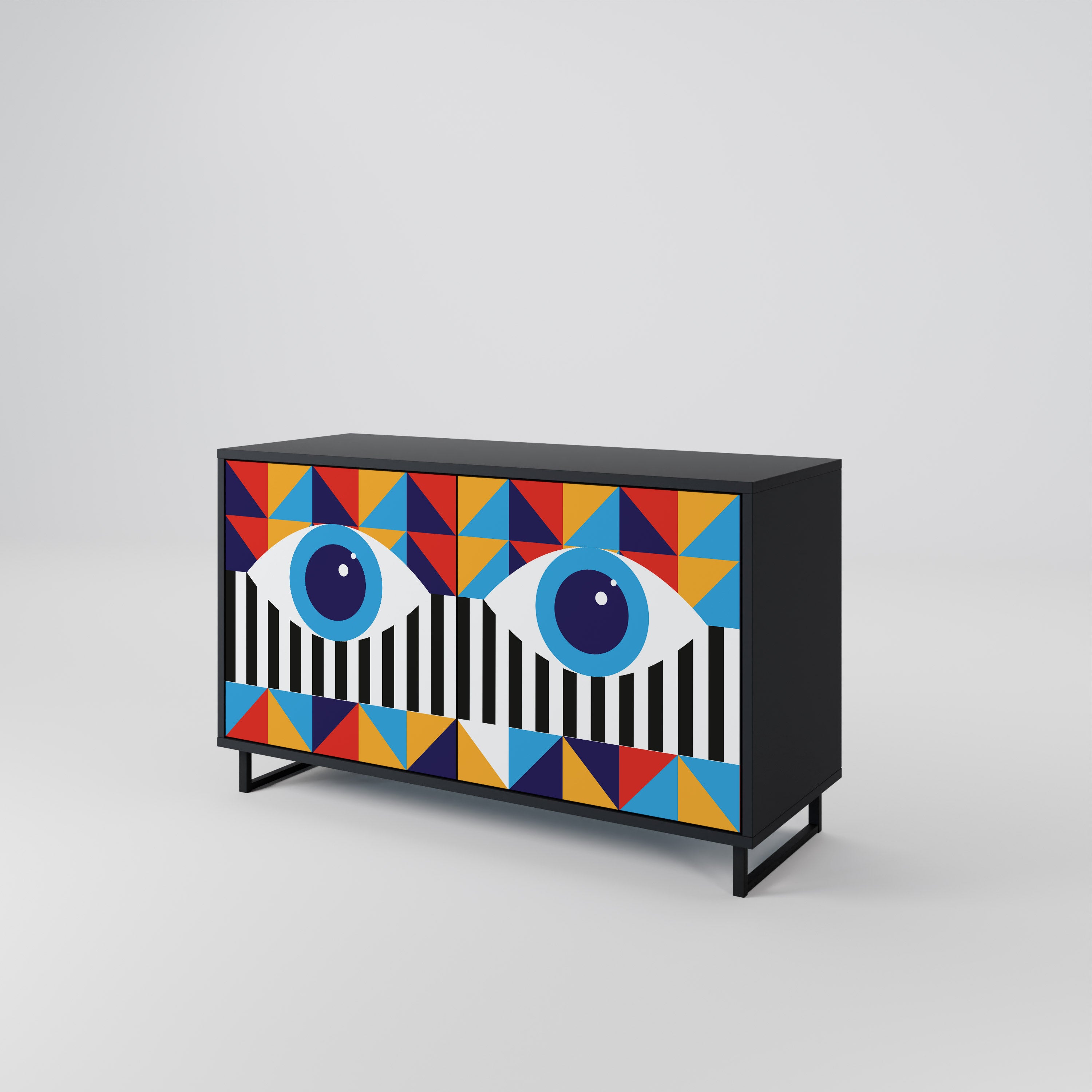 ABSTRACCIÓN Y GEOMETRÍA Aparador de 2 puertas en acabado negro