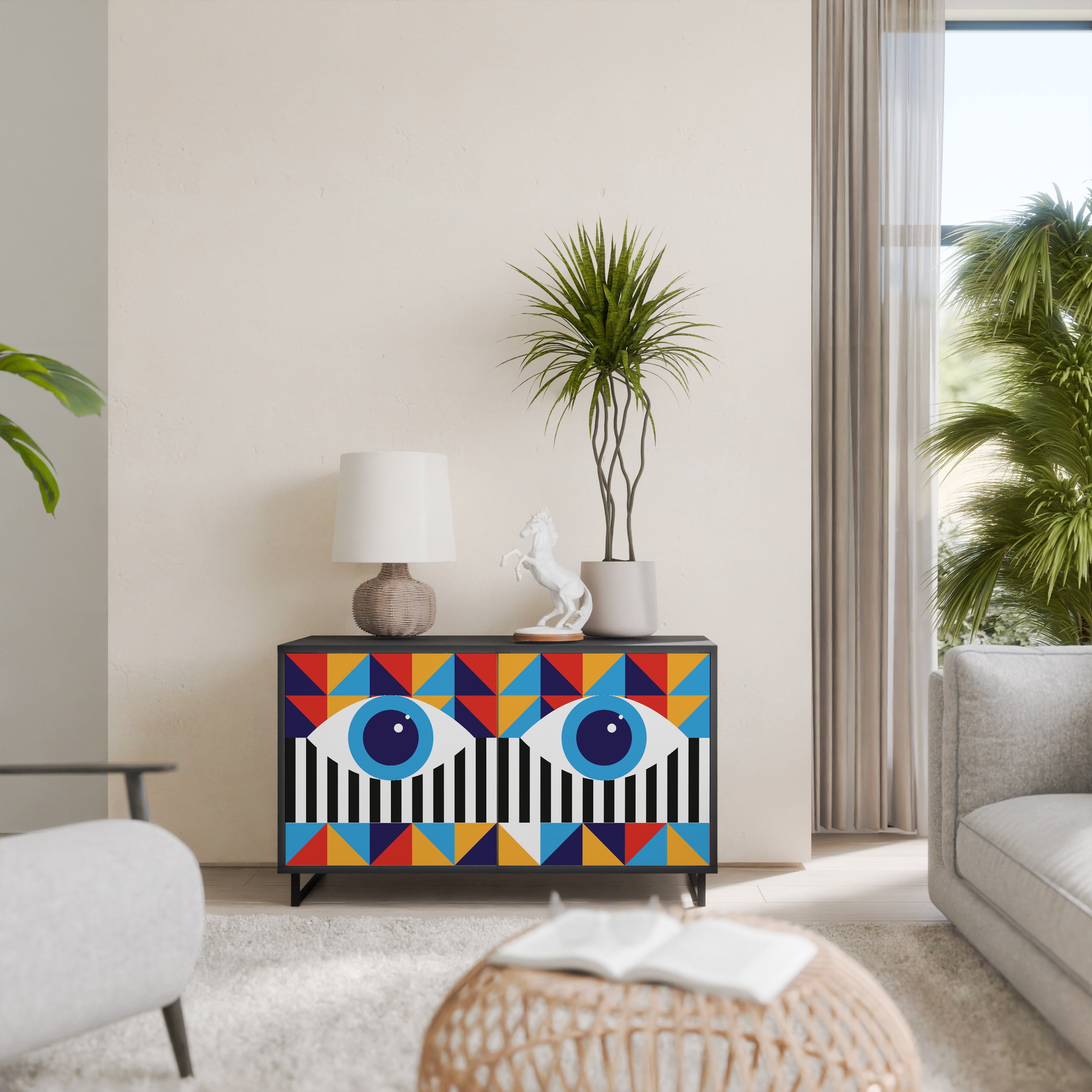 ABSTRACCIÓN Y GEOMETRÍA Aparador de 2 puertas en acabado negro