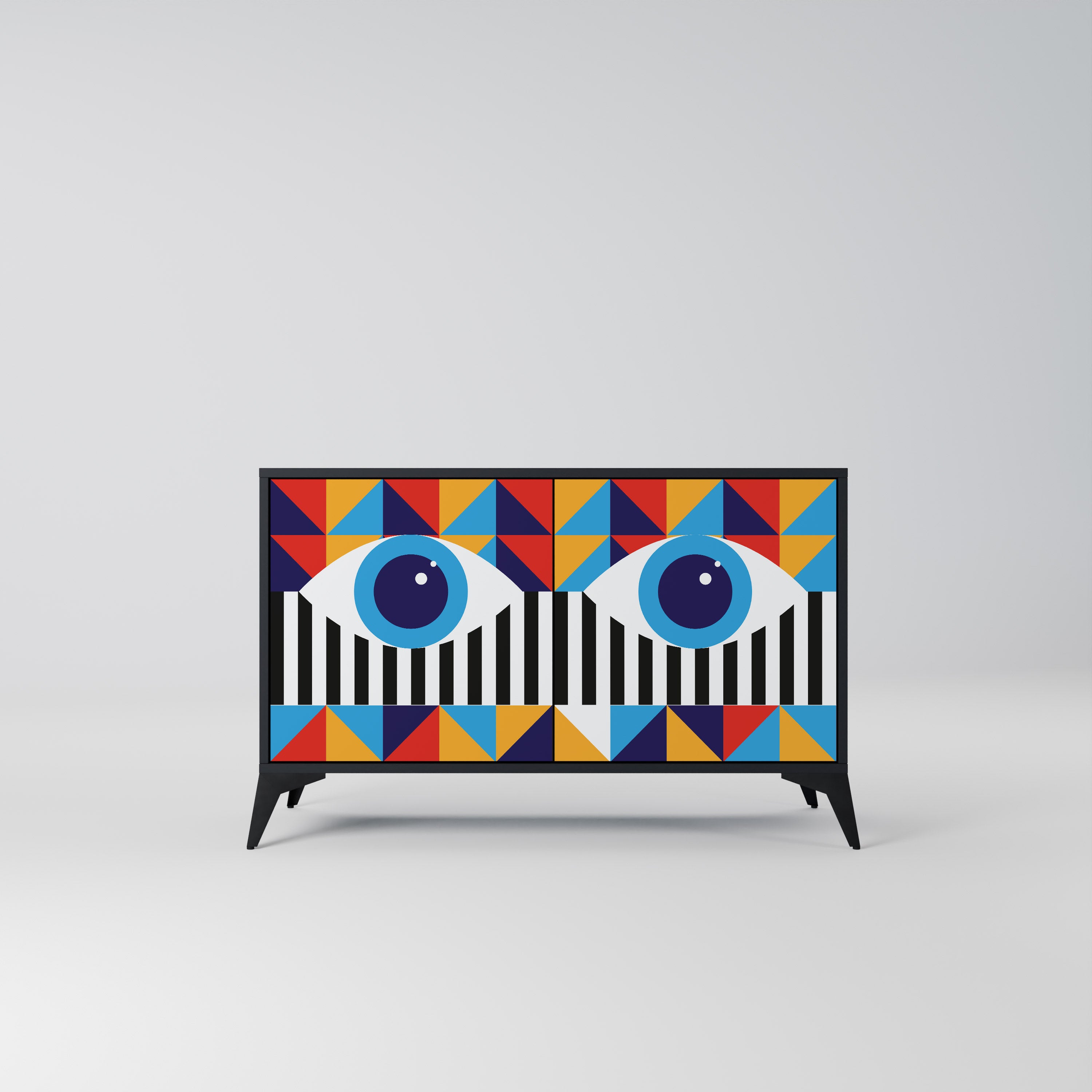 ABSTRACCIÓN Y GEOMETRÍA Aparador de 2 puertas en acabado negro