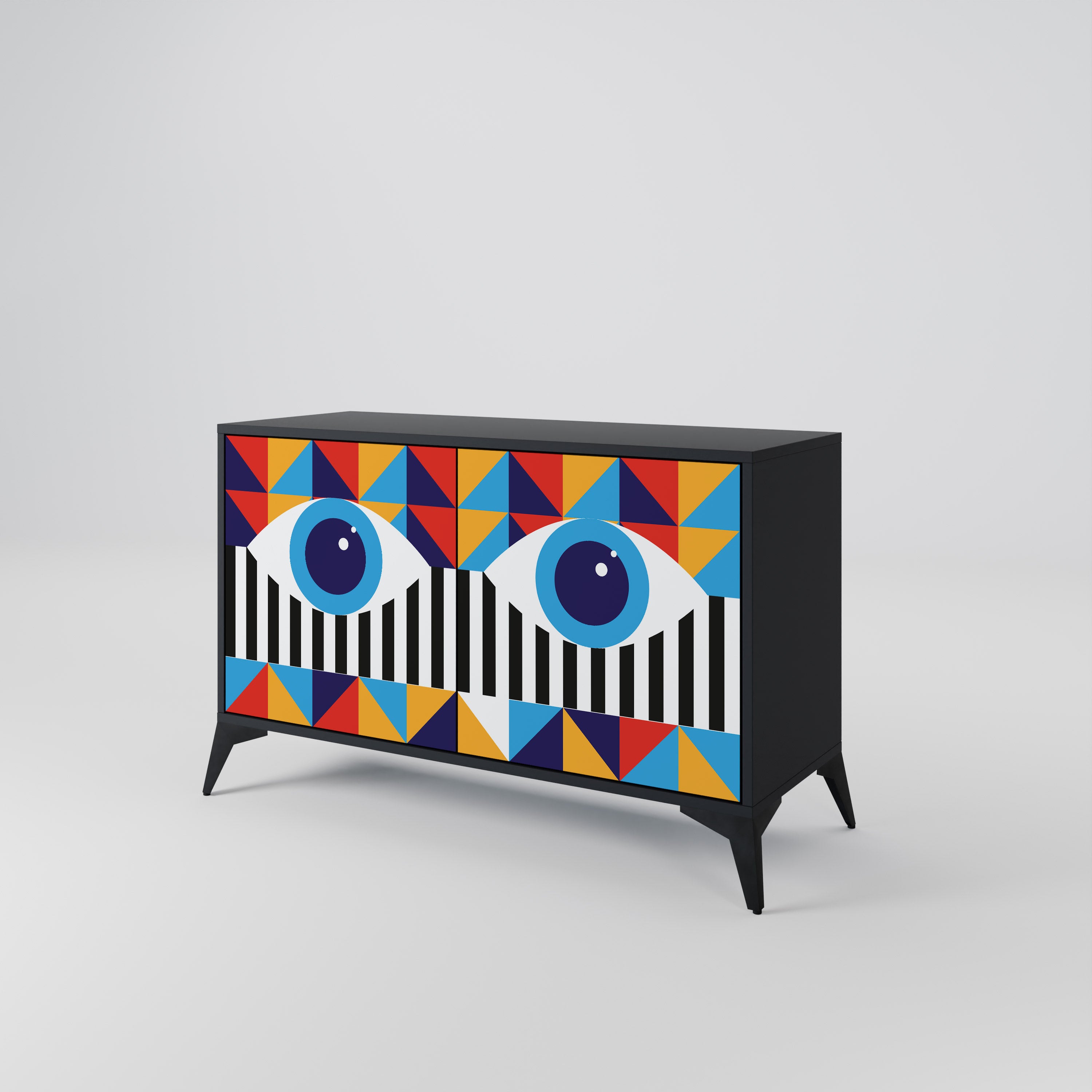 ABSTRACCIÓN Y GEOMETRÍA Aparador de 2 puertas en acabado negro