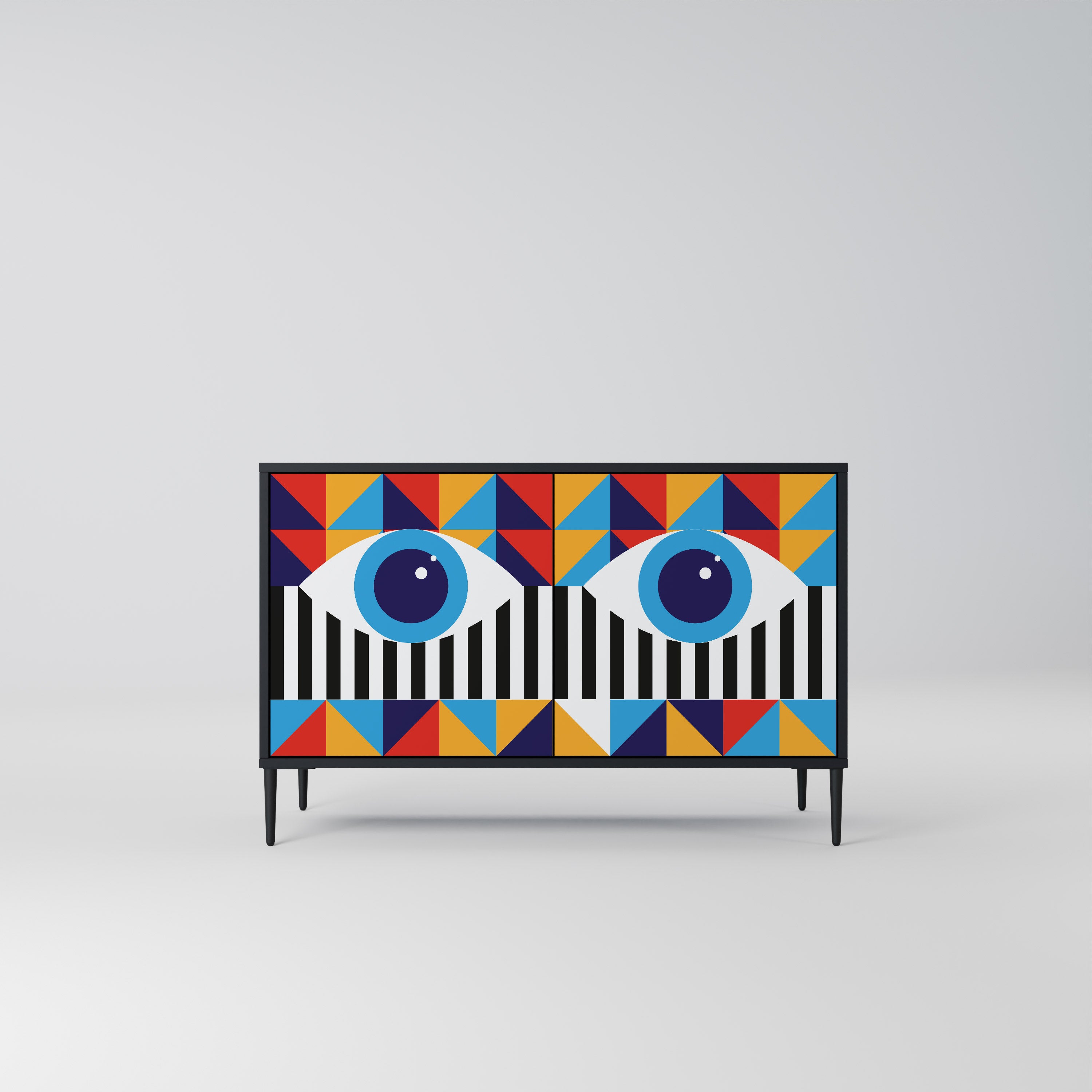 ABSTRACCIÓN Y GEOMETRÍA Aparador de 2 puertas en acabado negro