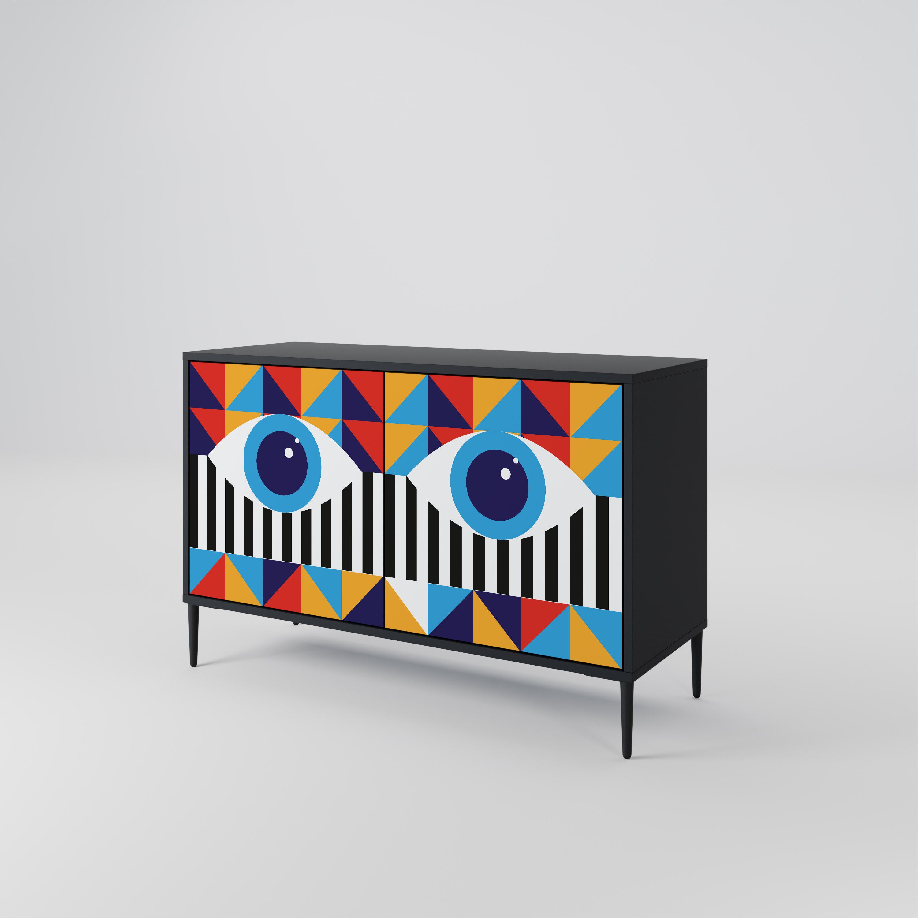 ABSTRACCIÓN Y GEOMETRÍA Aparador de 2 puertas en acabado negro