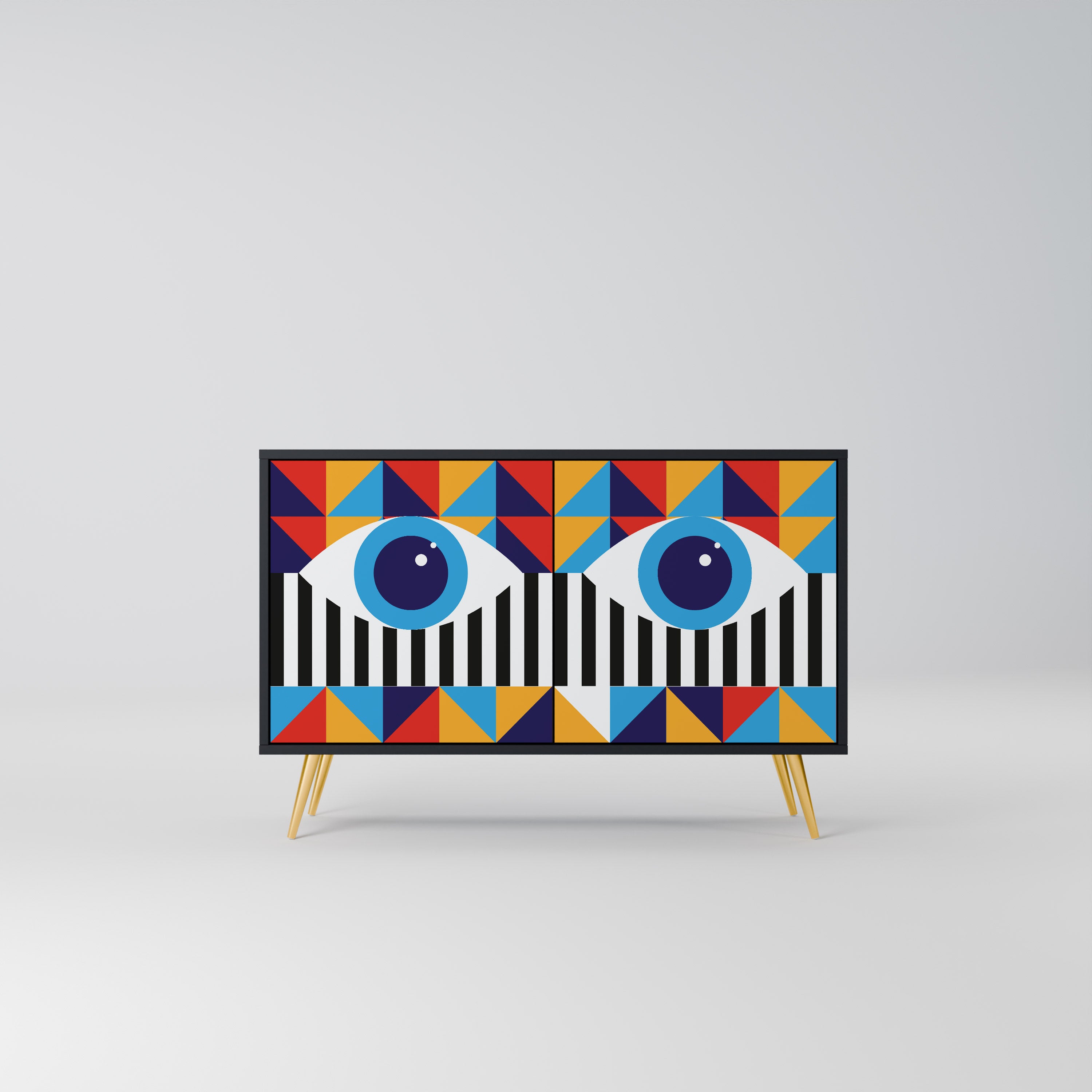 ABSTRACCIÓN Y GEOMETRÍA Aparador de 2 puertas en acabado negro