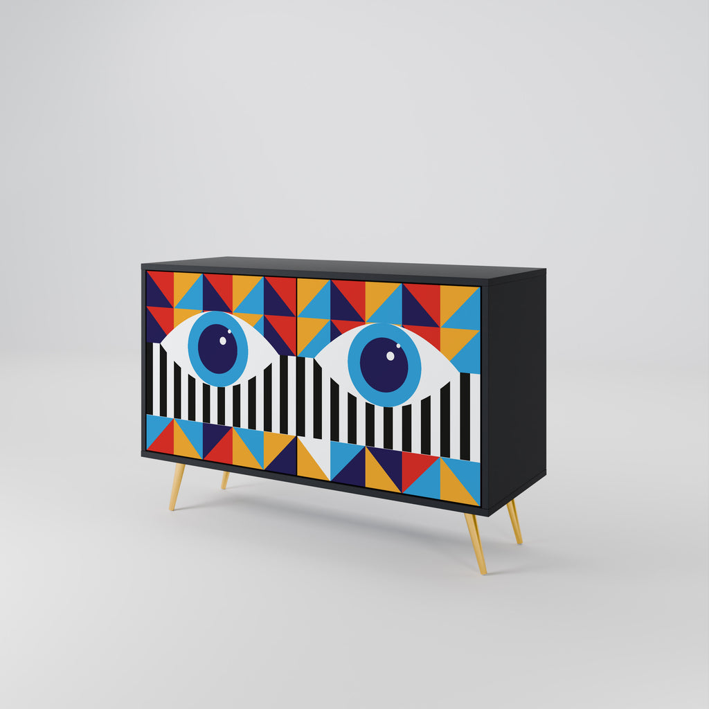 ABSTRACTION AND GEOMETRY 2-Door Sideboard in Black Finish