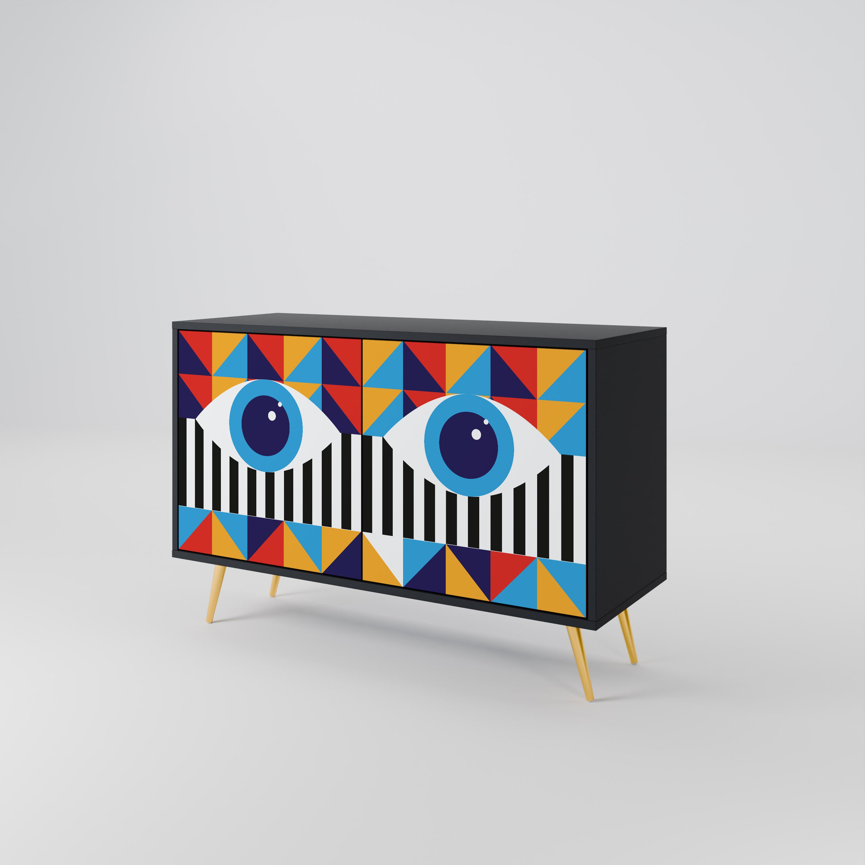 ABSTRACCIÓN Y GEOMETRÍA Aparador de 2 puertas en acabado negro