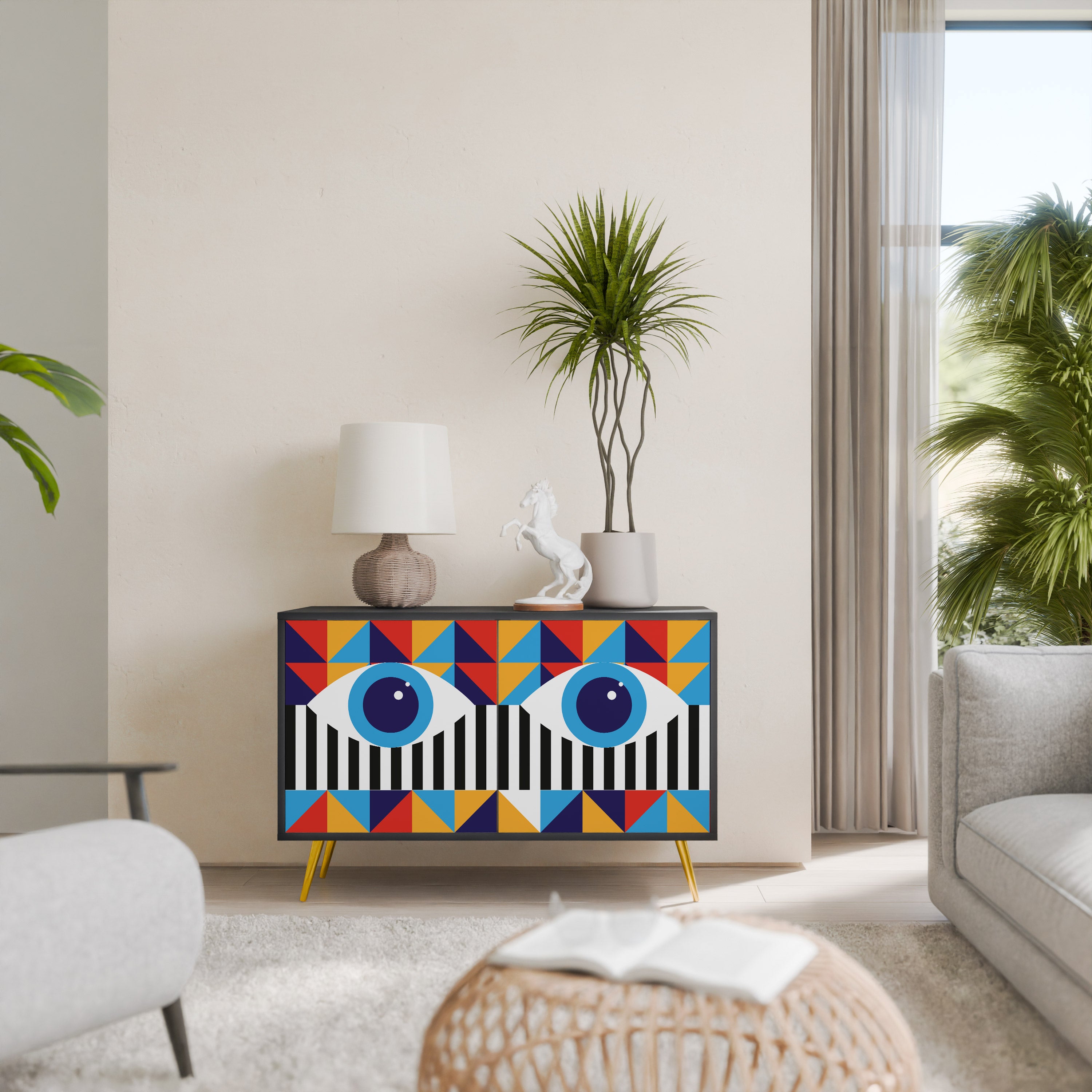 ABSTRACCIÓN Y GEOMETRÍA Aparador de 2 puertas en acabado negro