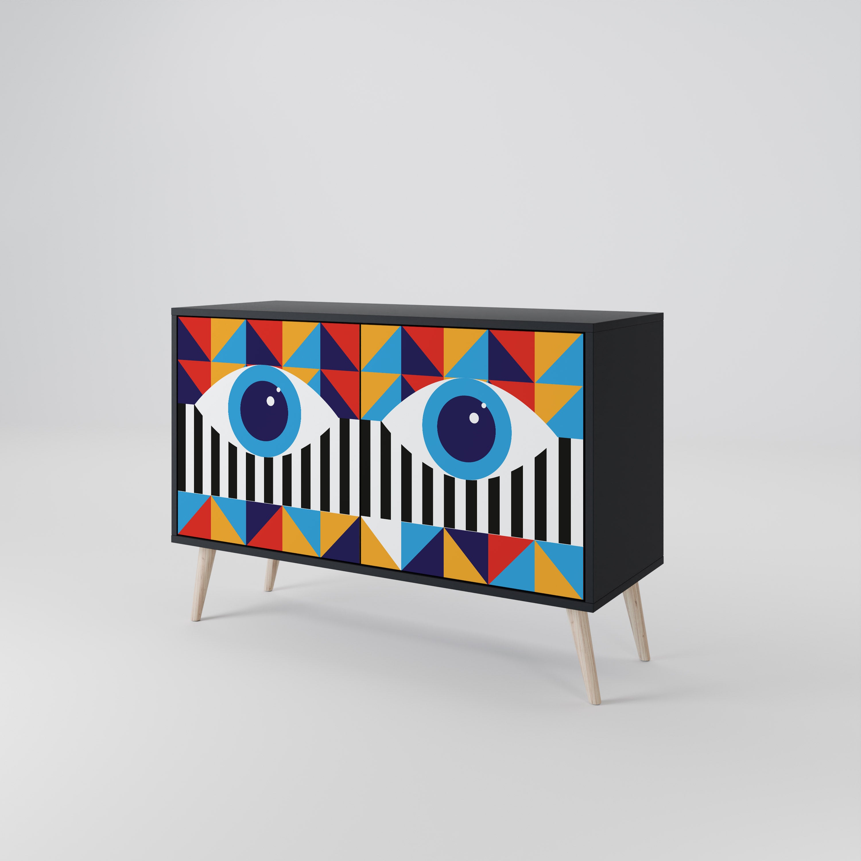 ABSTRACCIÓN Y GEOMETRÍA Aparador de 2 puertas en acabado negro