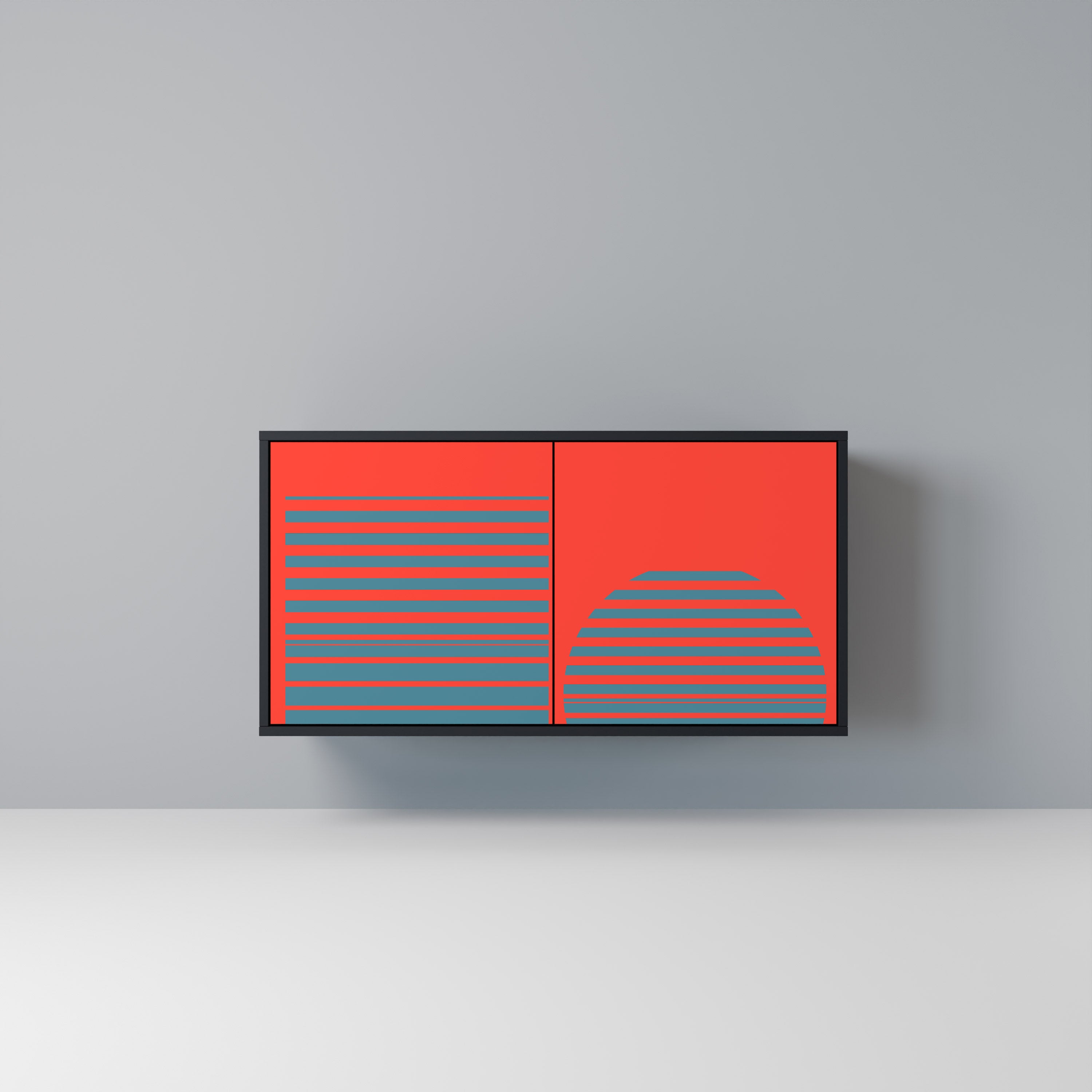 RISING GEOMETRY STARS 2-Door Sideboard in Black Finish