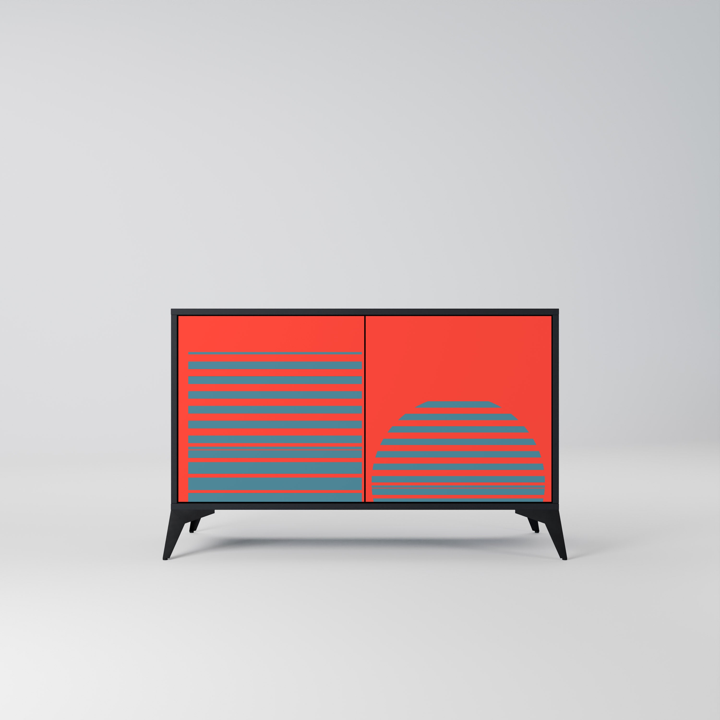 RISING GEOMETRY STARS 2-Door Sideboard in Black Finish