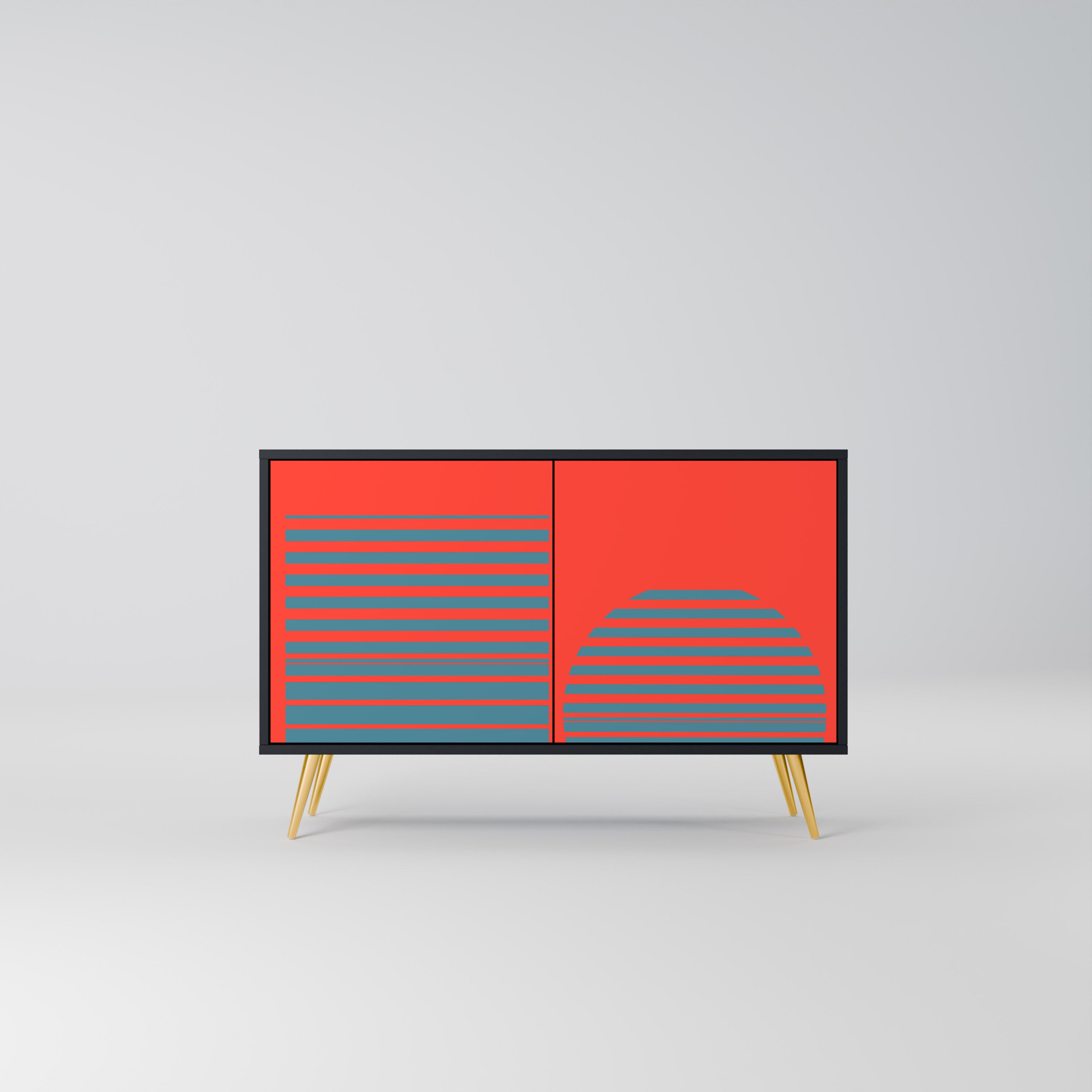 RISING GEOMETRY STARS 2-Door Sideboard in Black Finish