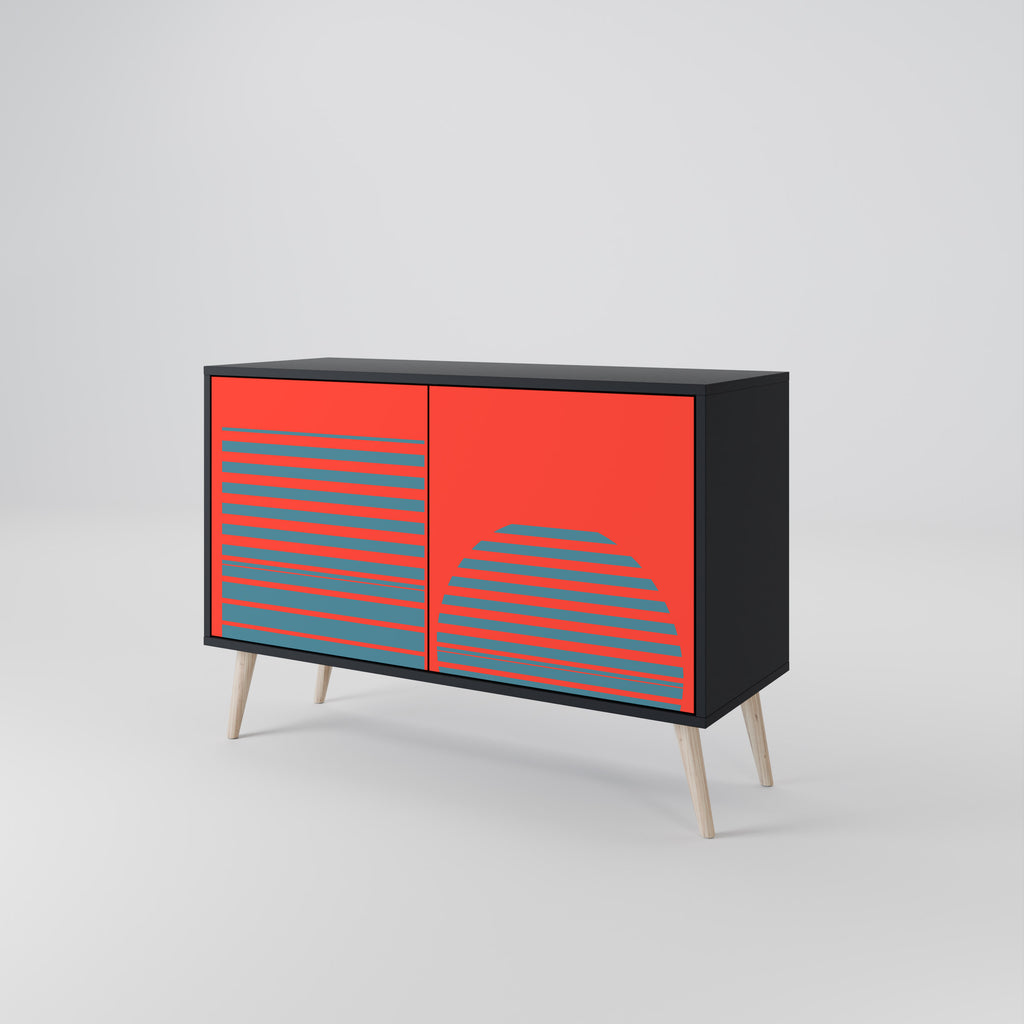 RISING GEOMETRY STARS 2-Door Sideboard in Black Finish
