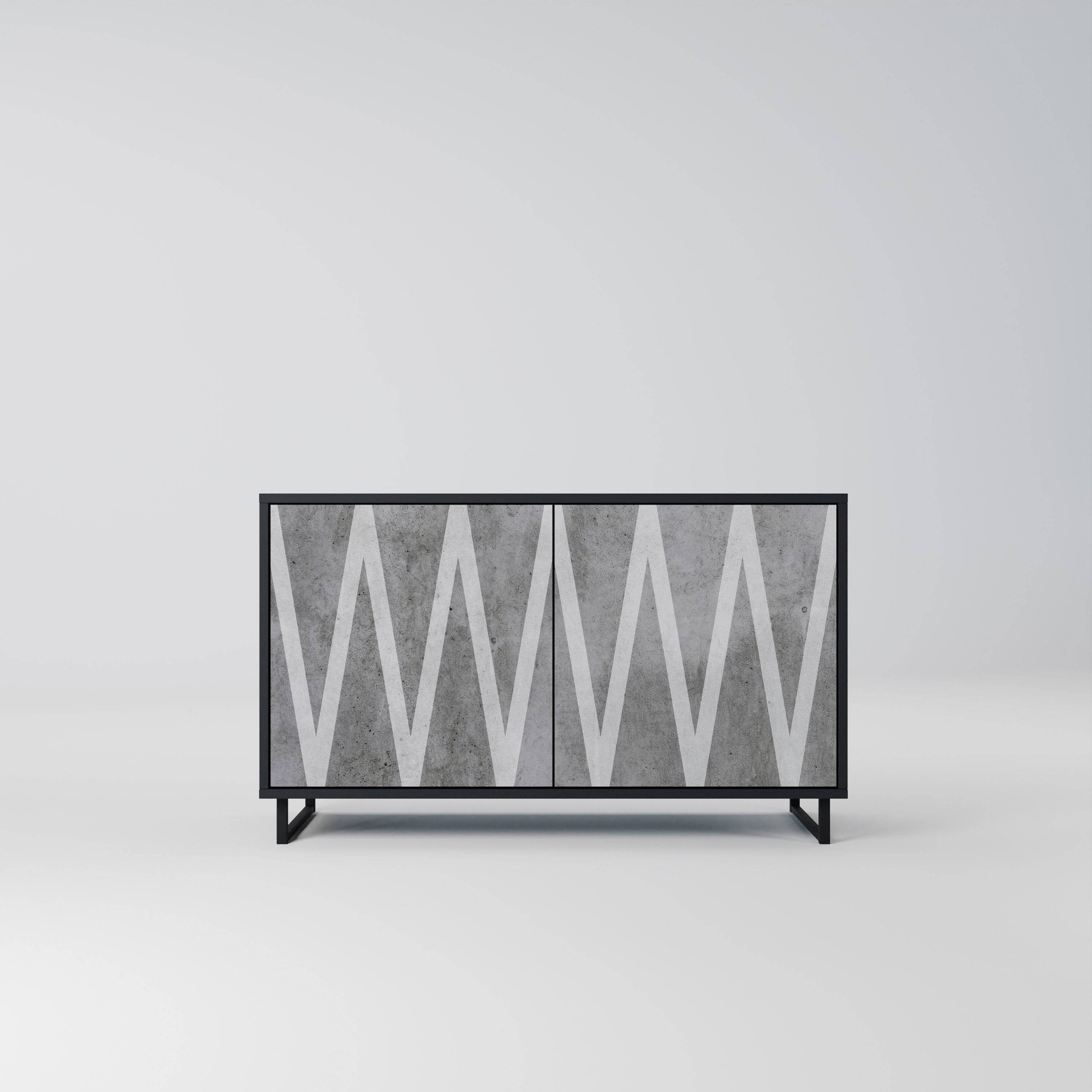 SOLID ZIG ZAG 2-Door Sideboard in Black Finish