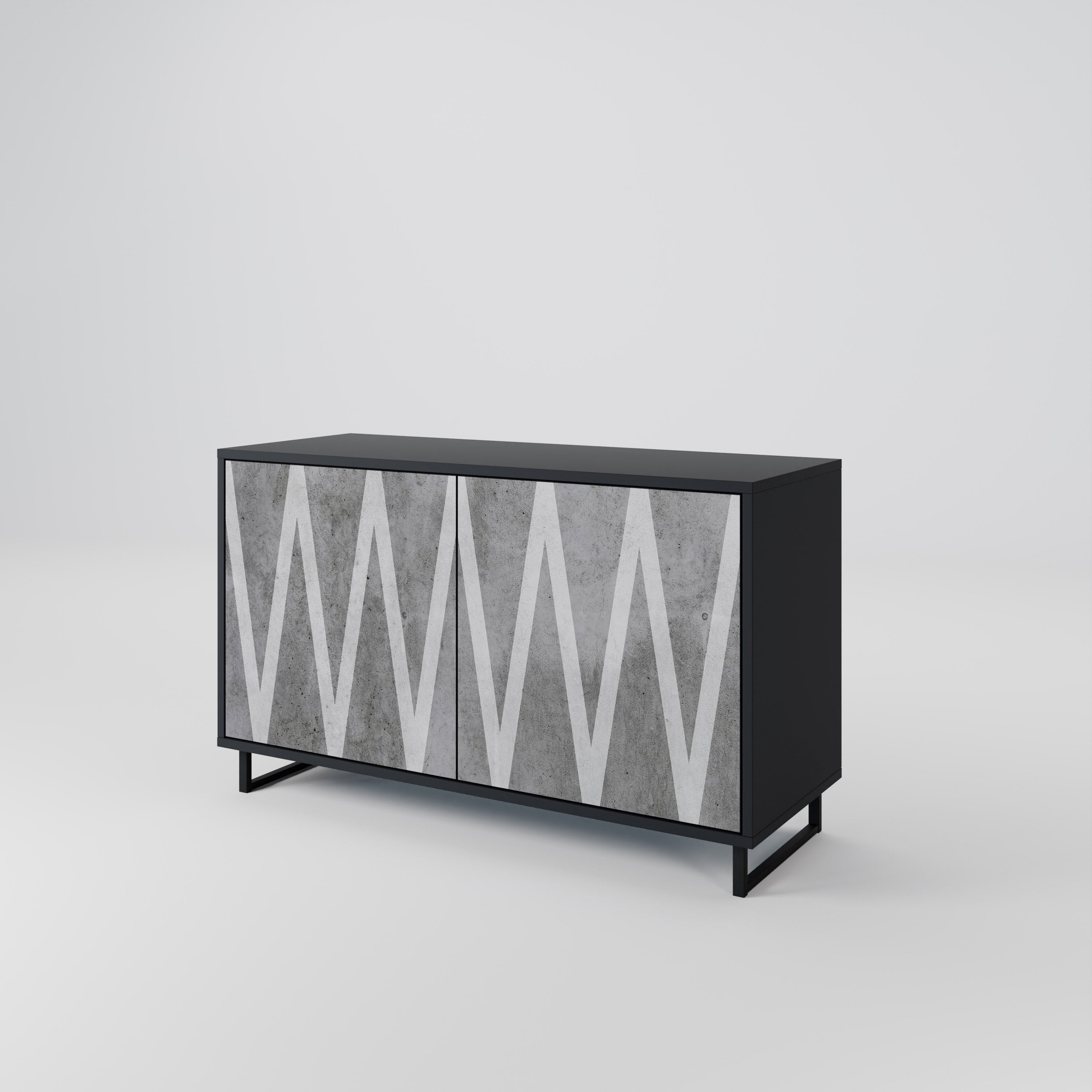 SOLID ZIG ZAG 2-Door Sideboard in Black Finish