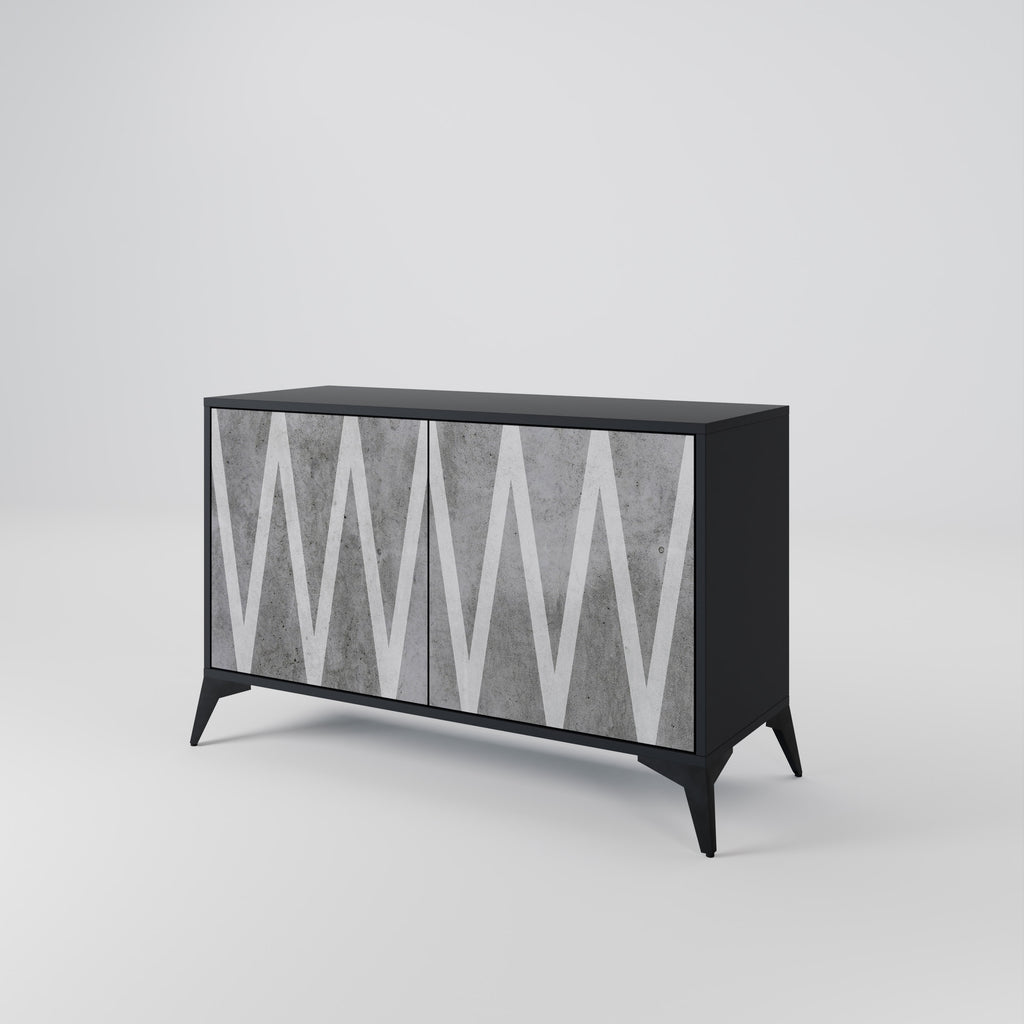 SOLID ZIG ZAG 2-Door Sideboard in Black Finish