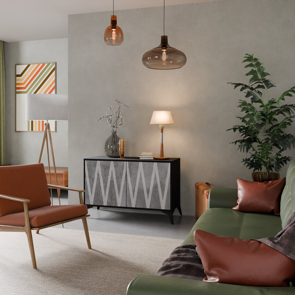 SOLID ZIG ZAG 2-Door Sideboard in Black Finish