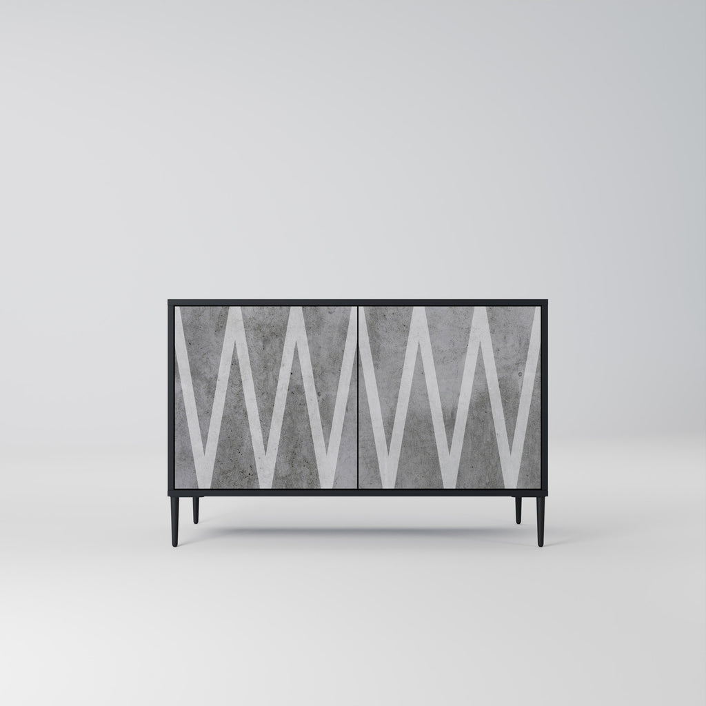 SOLID ZIG ZAG 2-Door Sideboard in Black Finish
