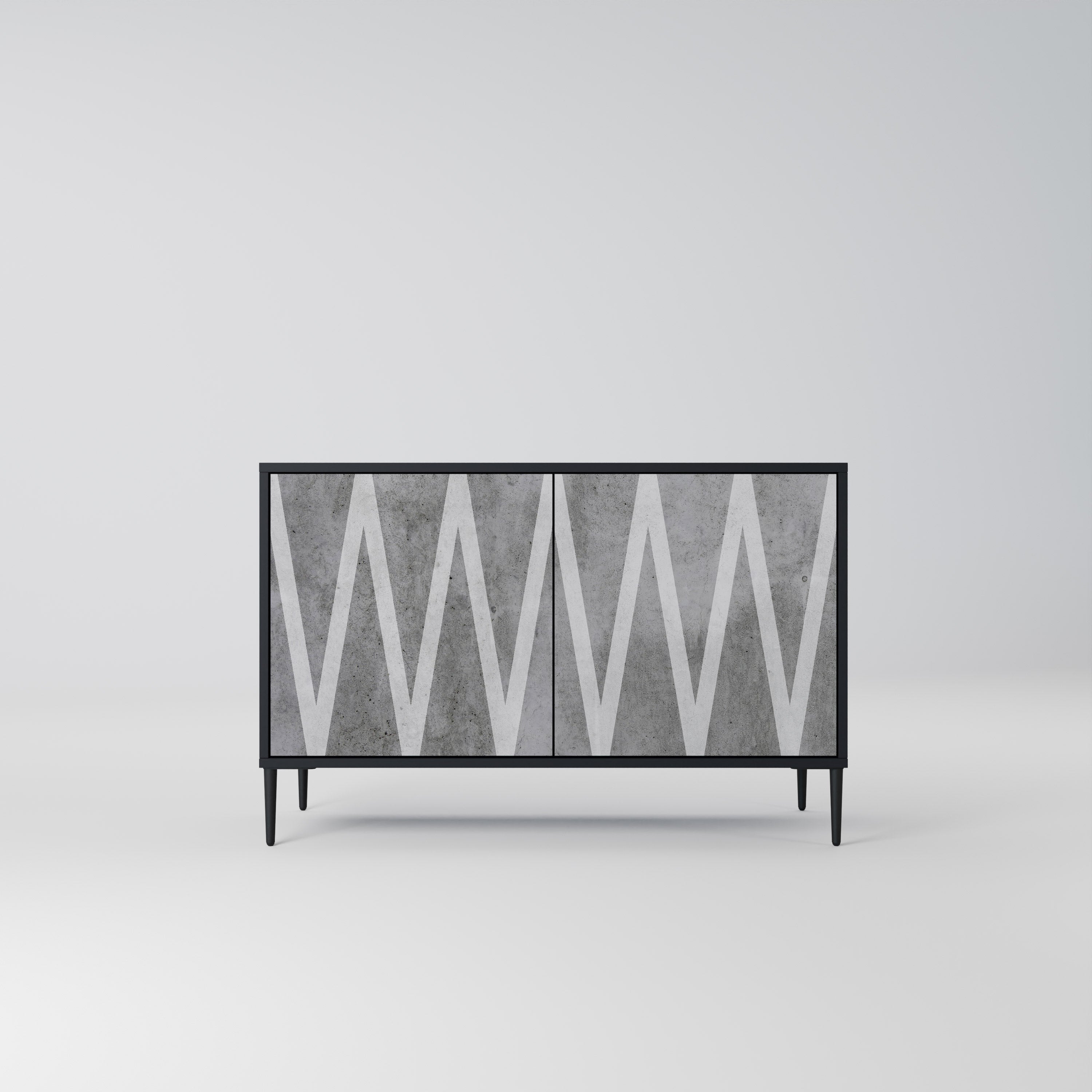 SOLID ZIG ZAG 2-Door Sideboard in Black Finish