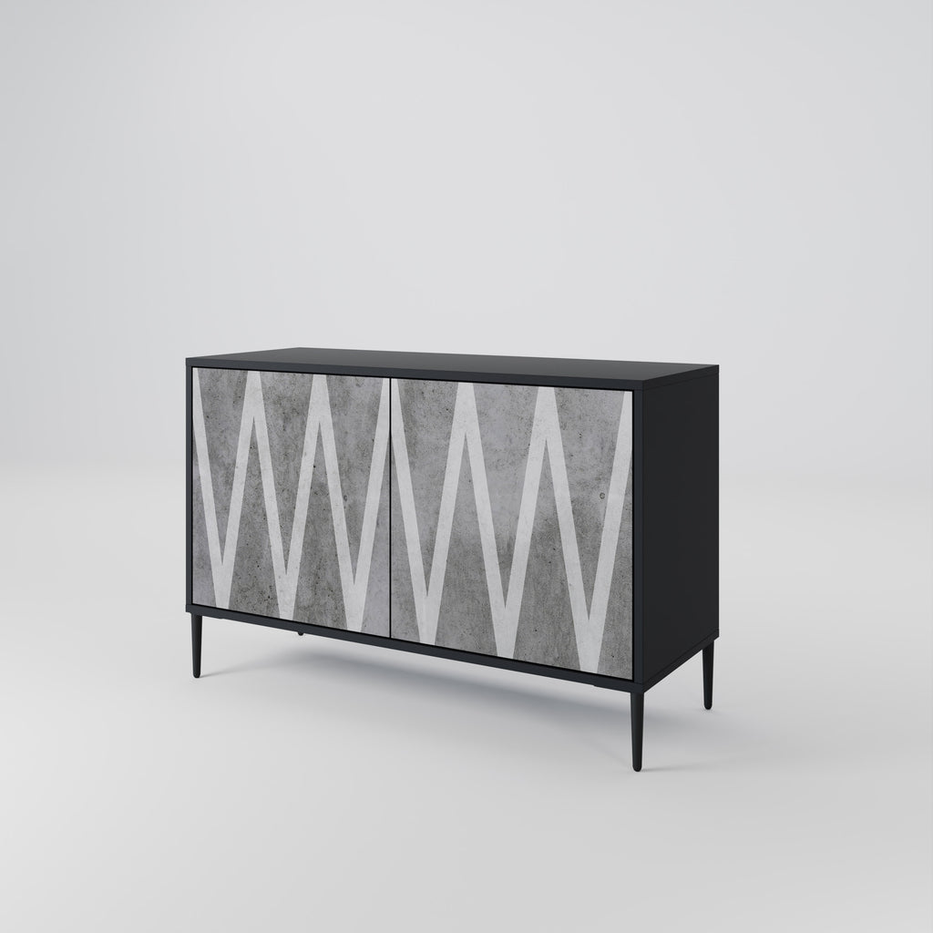 SOLID ZIG ZAG 2-Door Sideboard in Black Finish