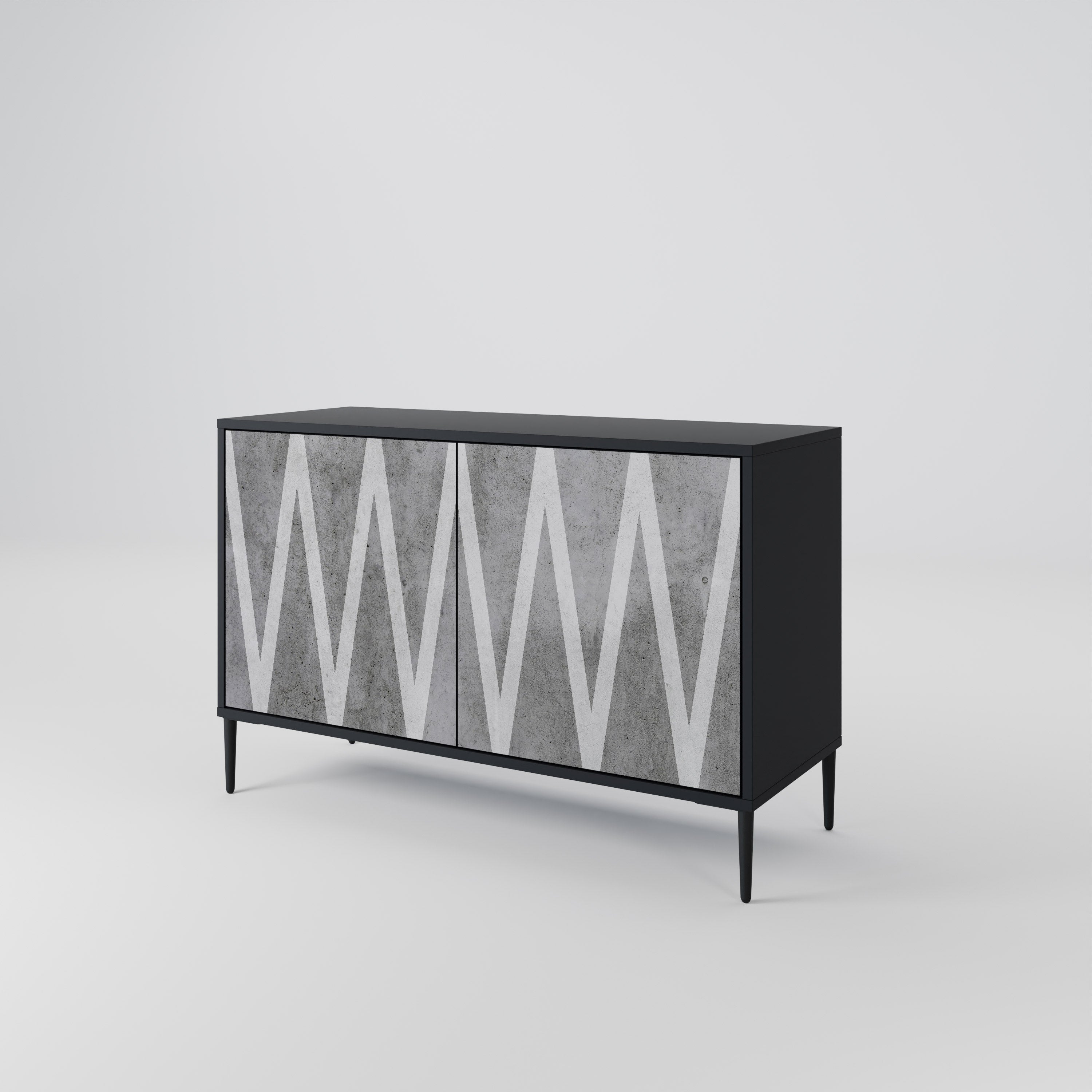 SOLID ZIG ZAG 2-Door Sideboard in Black Finish